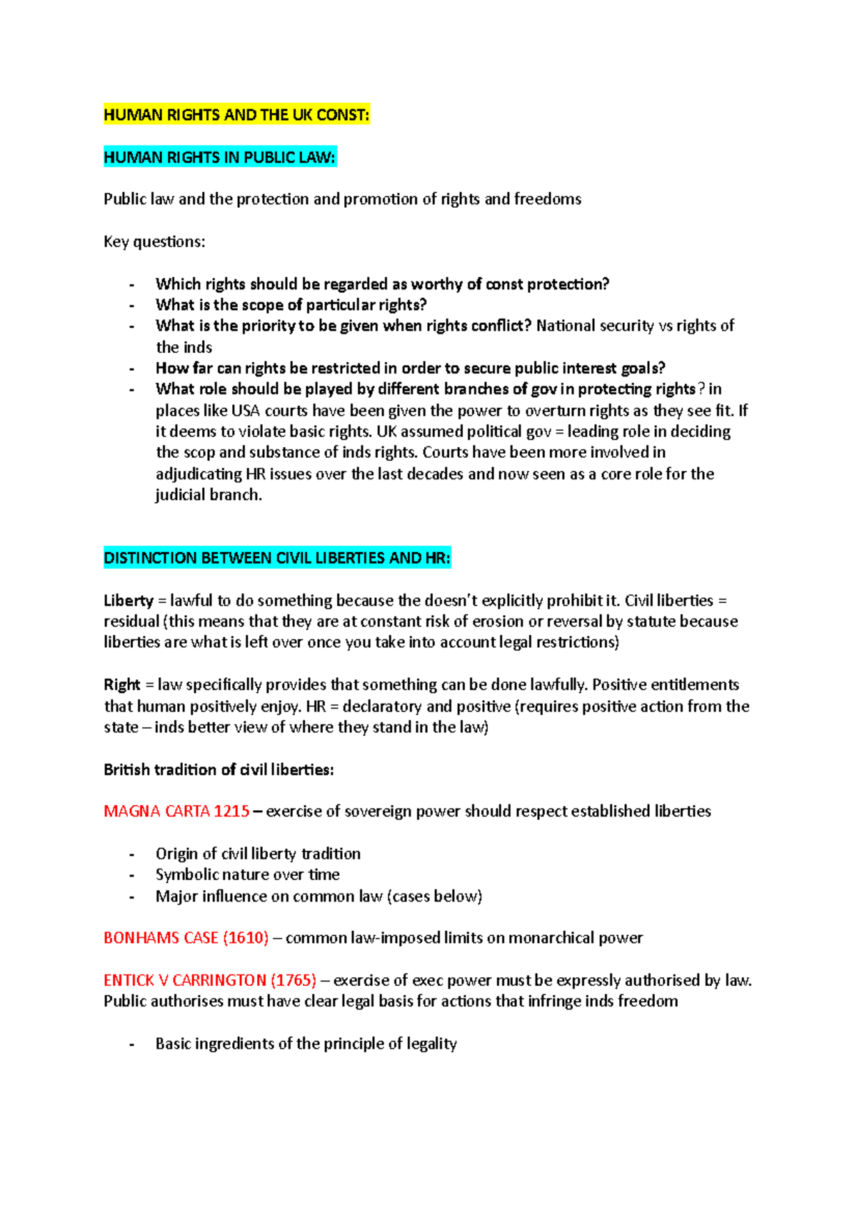 Human Rights AND THE UK Const - HUMAN RIGHTS AND THE UK CONST: HUMAN ...