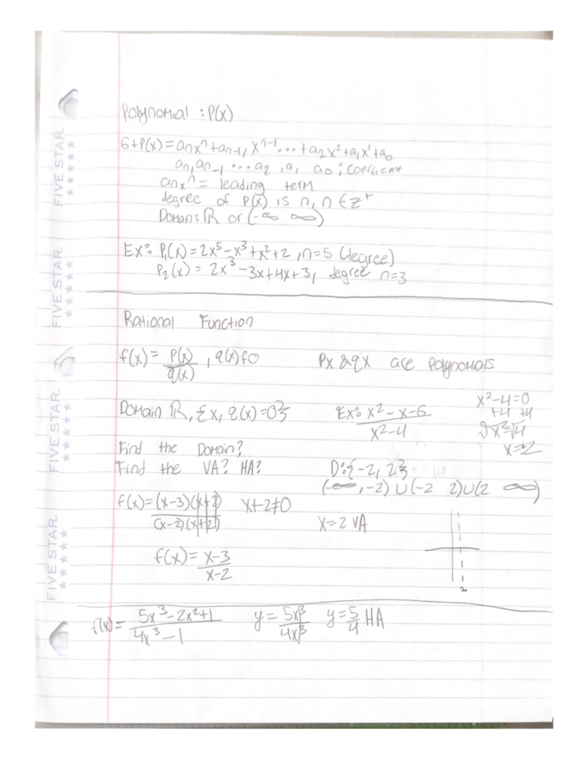 Leading - Notes- Polynomials, Rational Functions, - Math 050 - Studocu