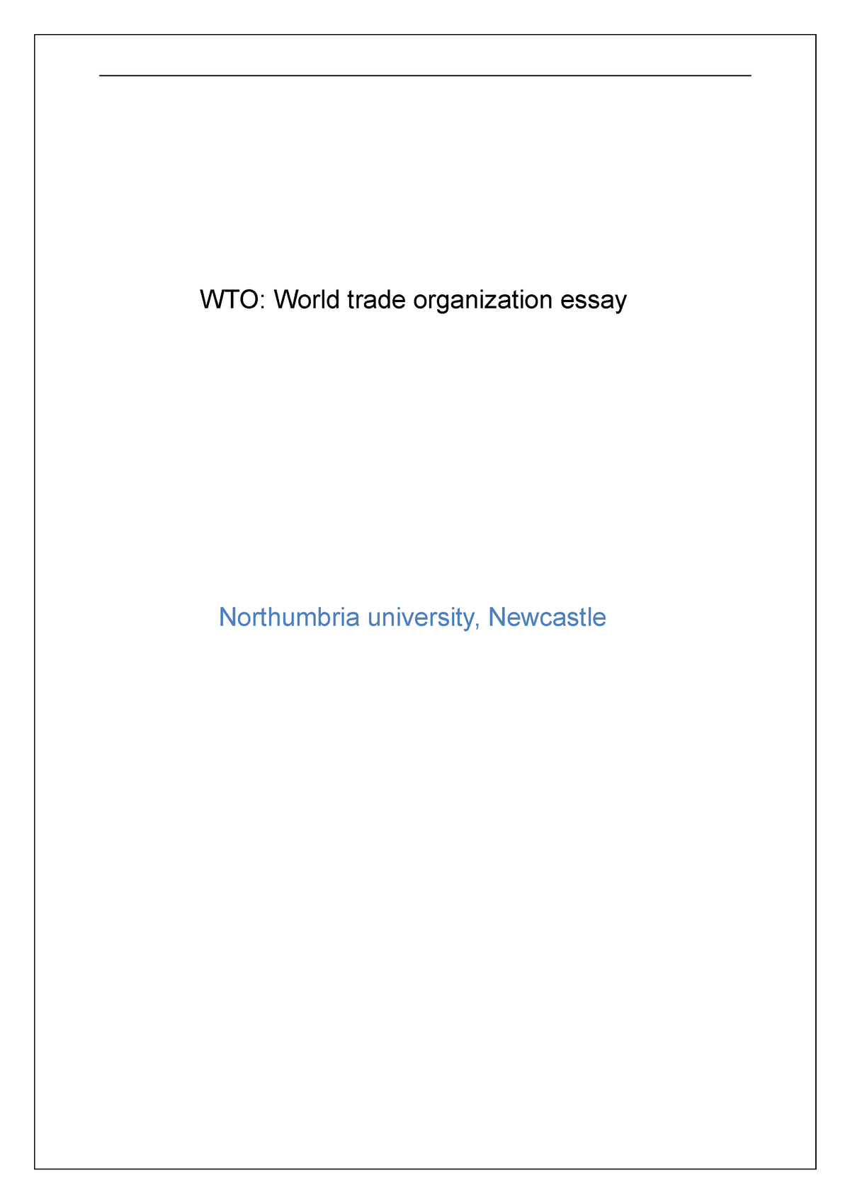 world trade organisation essay