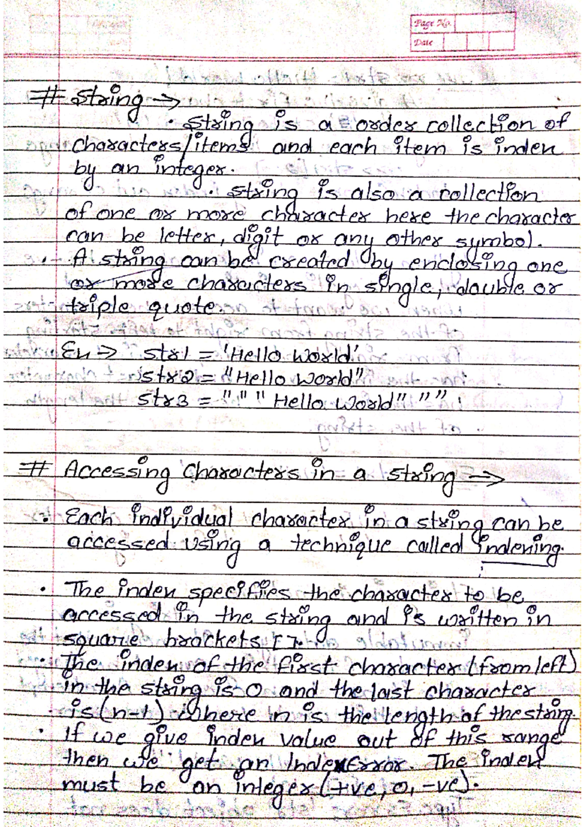 Python -string and lists - Page No. Date string String is a order ...