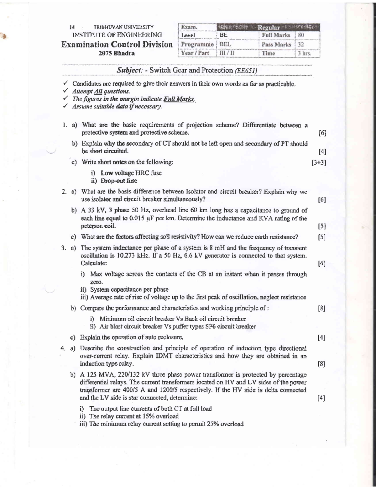 Switch Gear - Electrical power system analysis - t ' TRIBHUVA}I ...