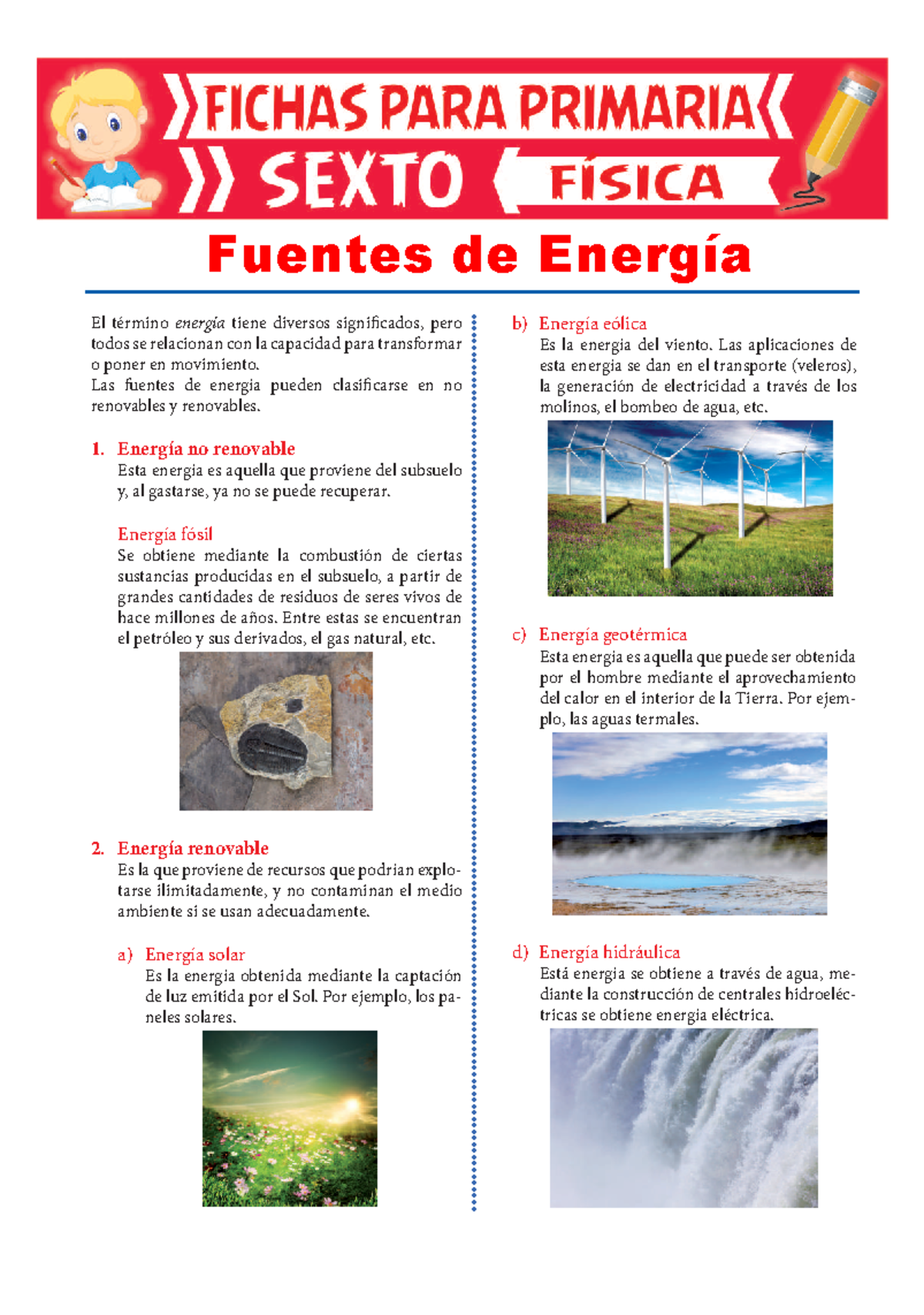 Las Fuentes De Energía Para Sexto De Primaria El Término Energía