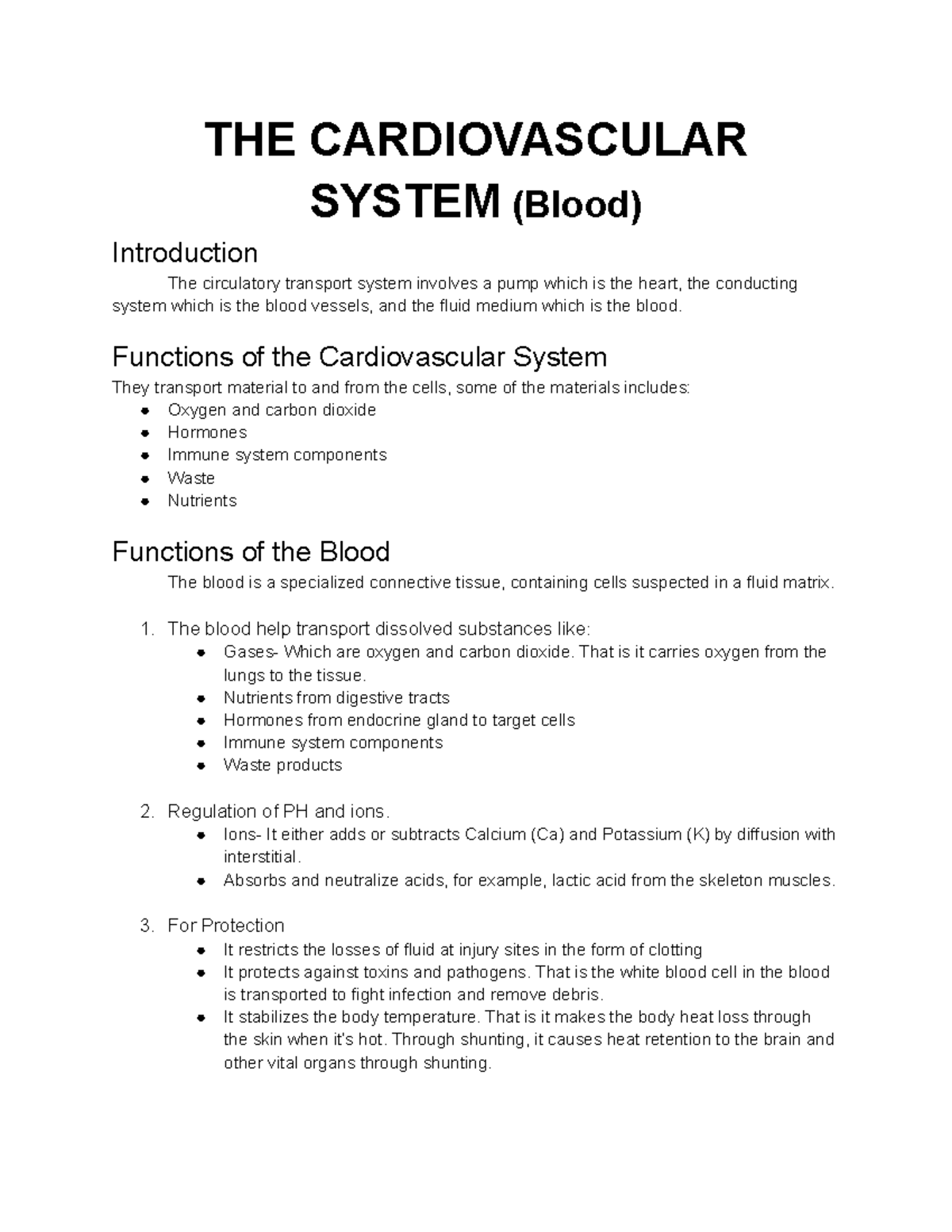 Cardiovascular System; Blood A&P 2 Lecture - THE CARDIOVASCULAR SYSTEM ...