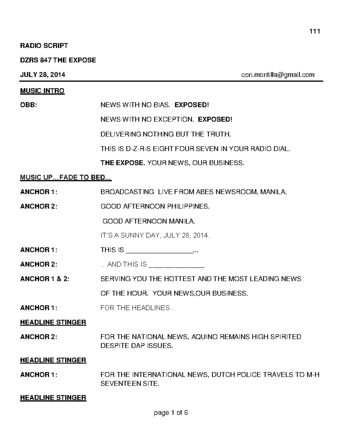 Example Of Radio Script For Advertising