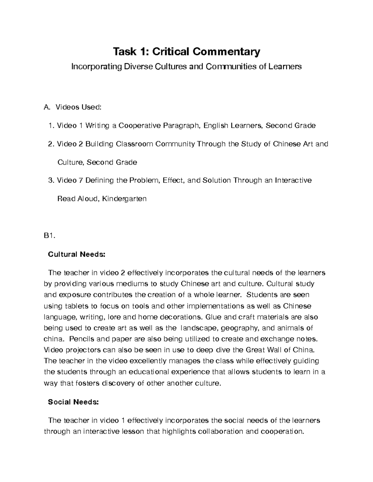 Task 1 Critical Commentary - Task 1: Critical Commentary Incorporating ...
