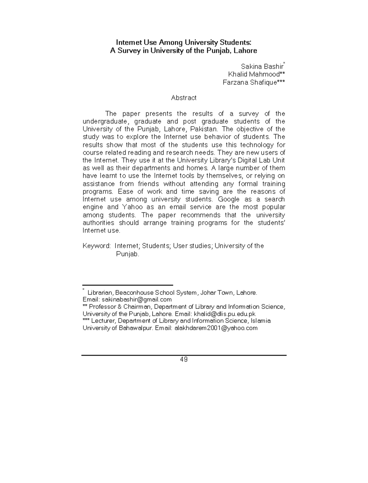 Internet use among university students A - Internet Use Among ...