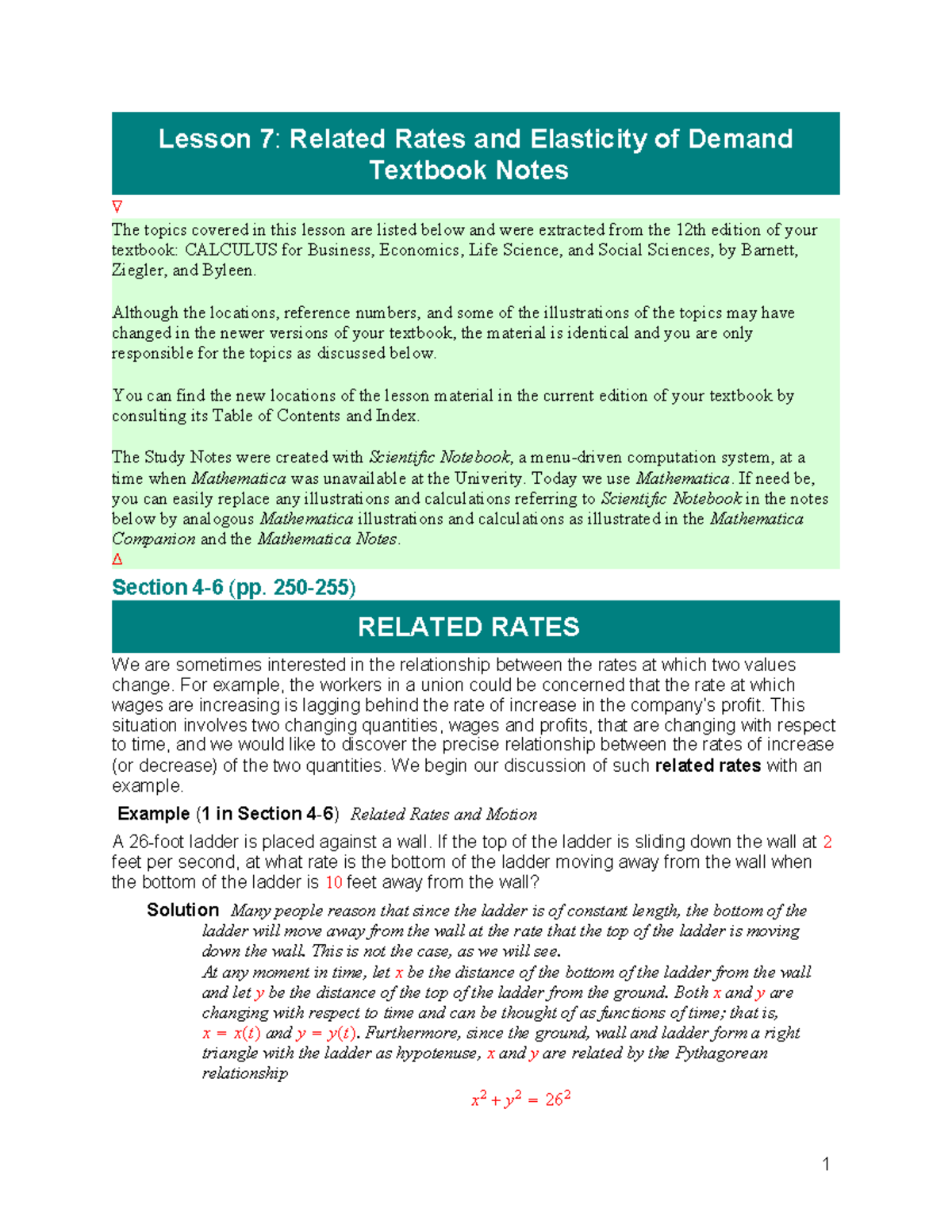 L7 Textbook Notes - text - Lesson 7:Related Rates and Elasticity of ...