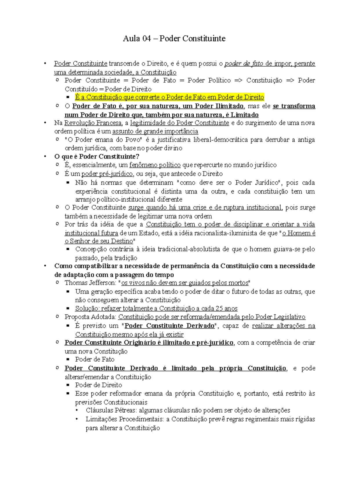 Aula 03 - Poder Constituinte - Aula 04 – Poder Constituinte ...