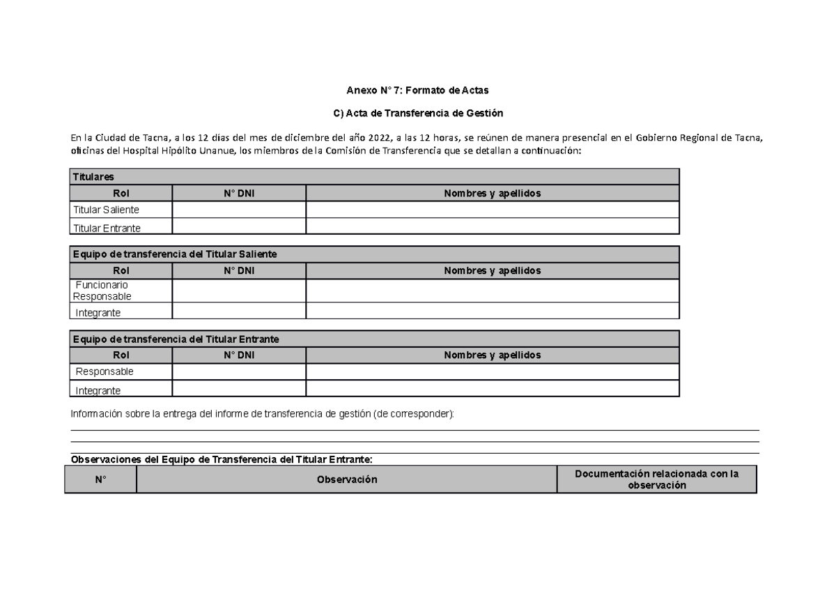 2. Formato de Actas.docx v1 - Anexo N° 7: Formato de Actas C) Acta de