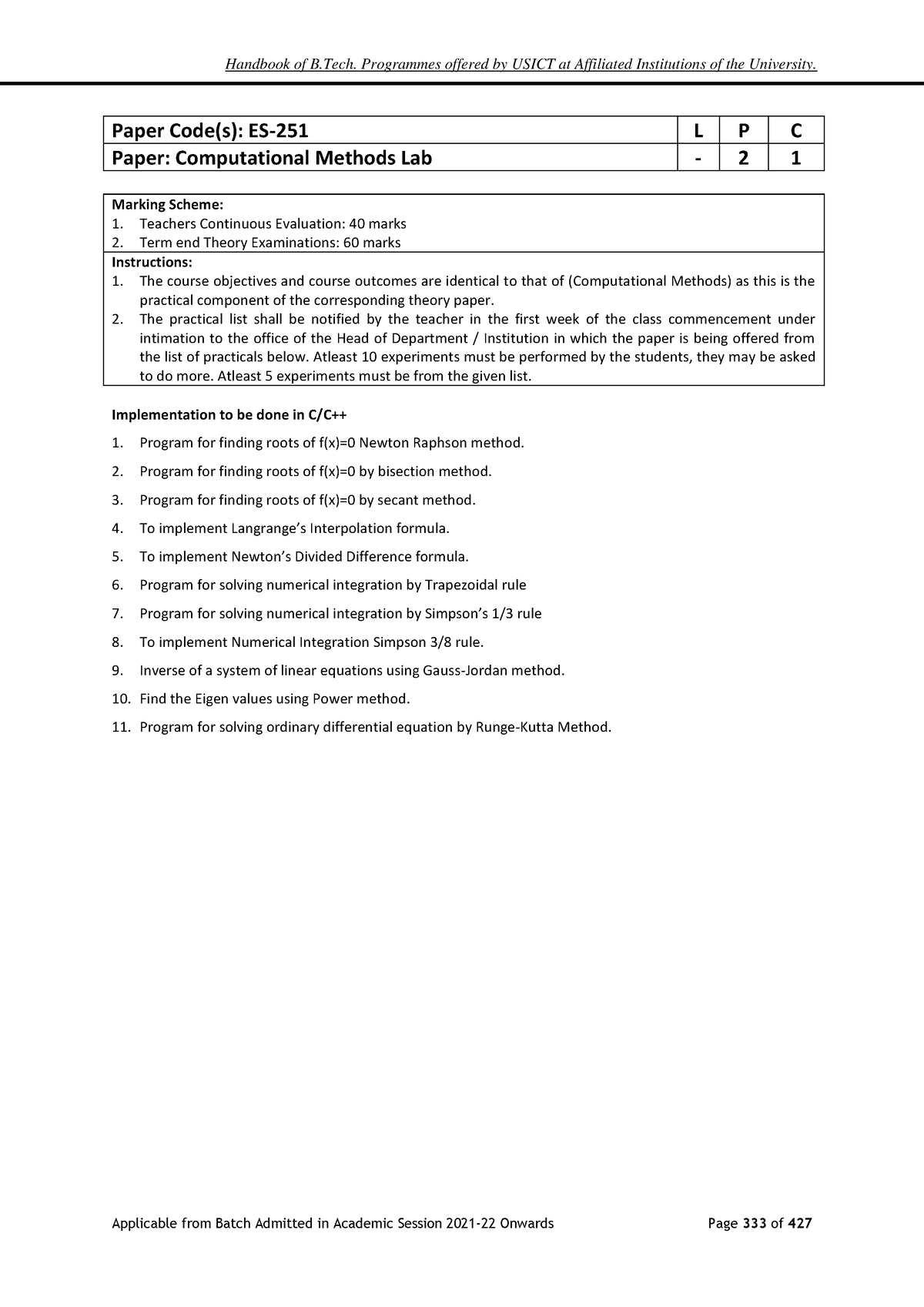 Nt2709220201 - LAB SYLLABUS - Handbook Of B. Programmes Offered By ...