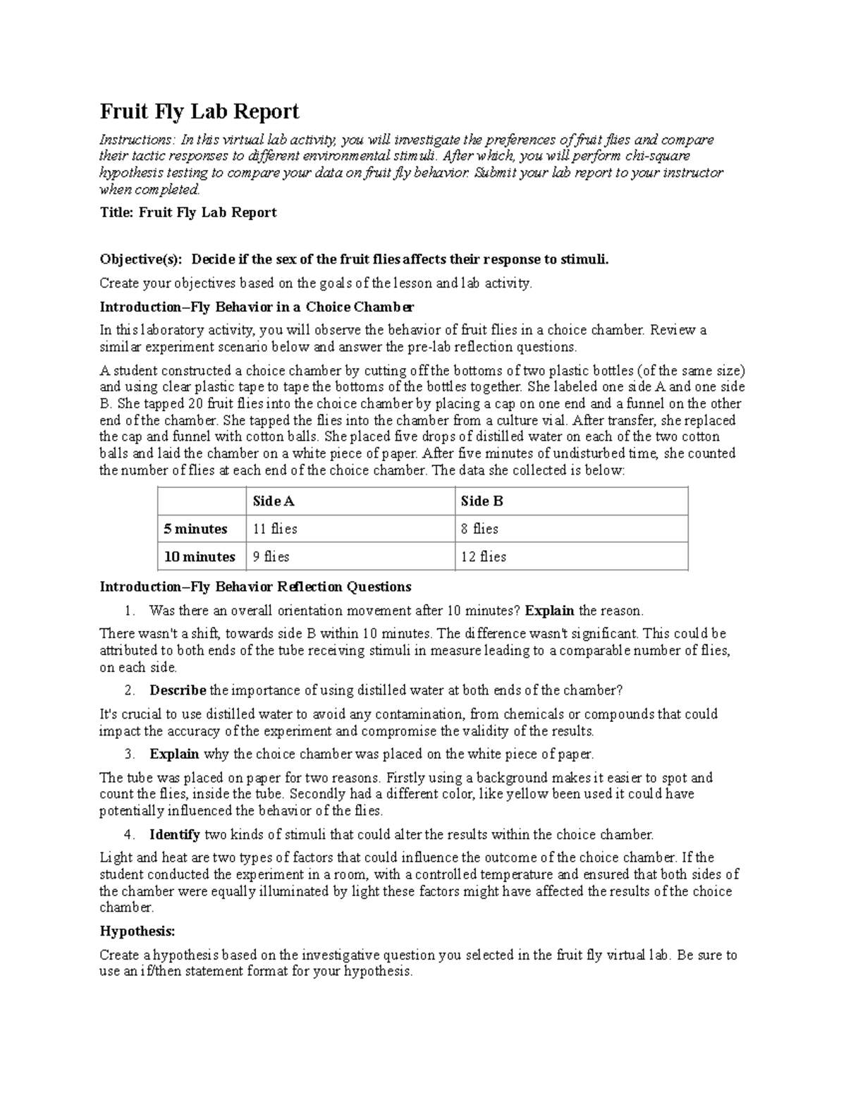 08 01 fruit fly lab report Fruit Fly Lab Report Instructions In this virtual lab activity