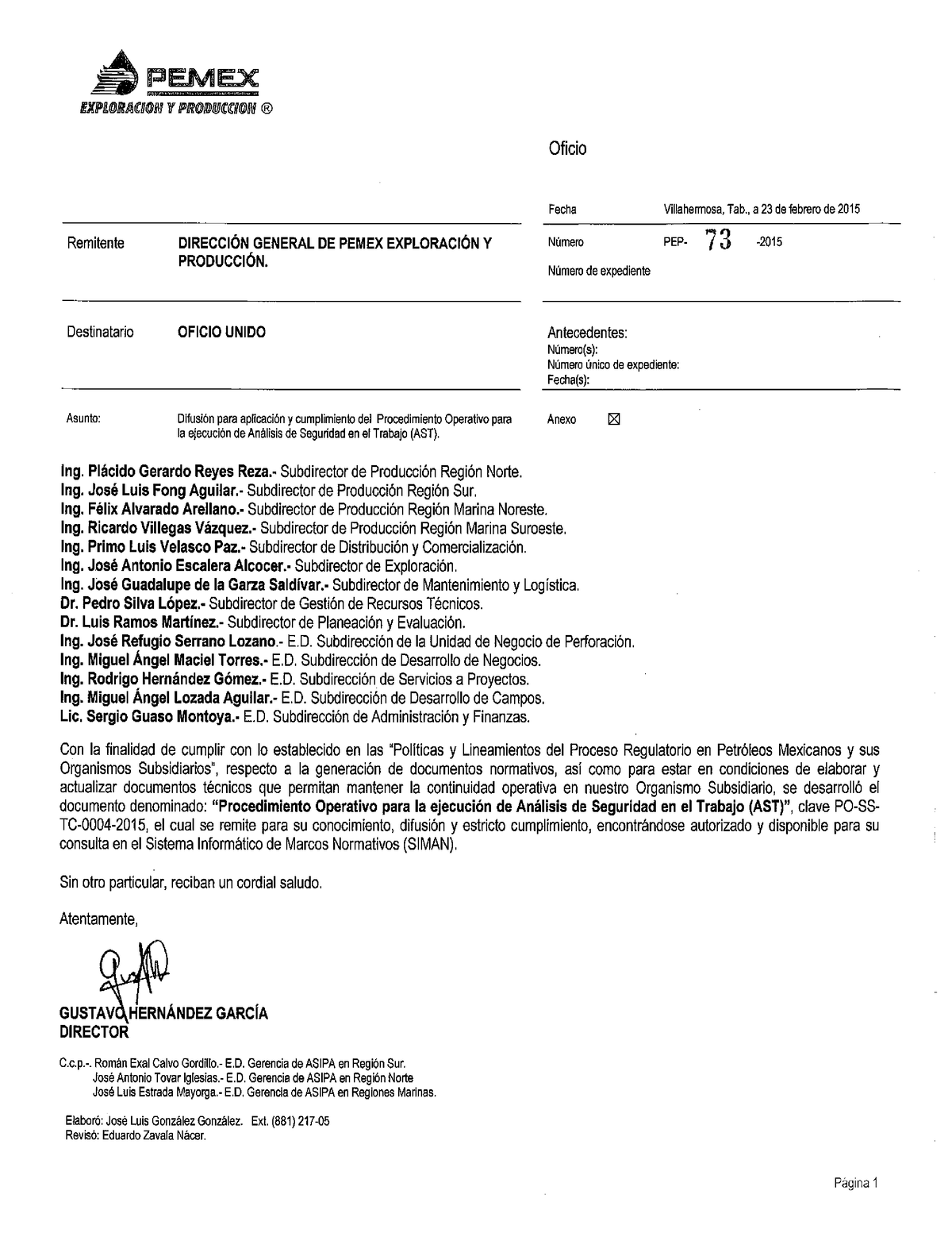 Procedimiento Operativo Para La Ejecusion De AST PO SS TC 0004 2015 1 ...