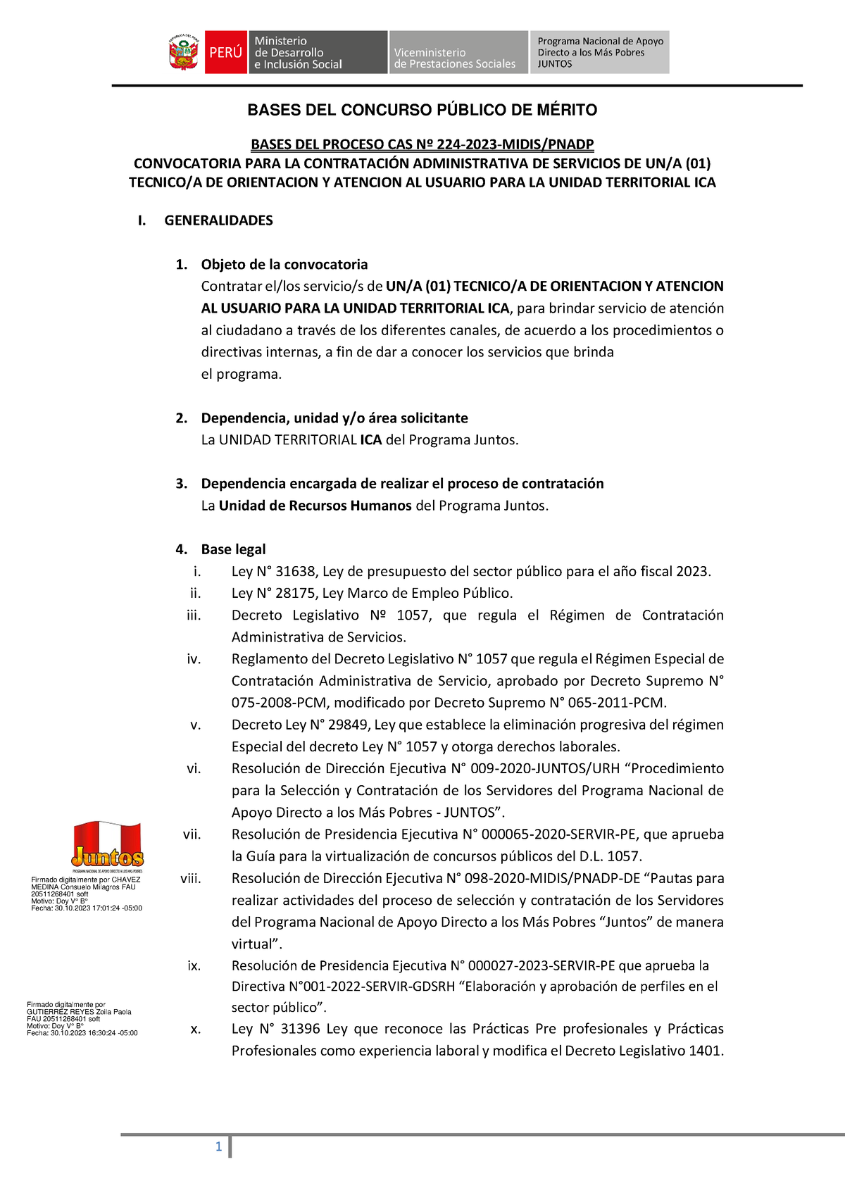 Bases CAS 224-2023 TOAU Utica[F][F][F][F] - BASES DEL CONCURSO PÚBLICO ...