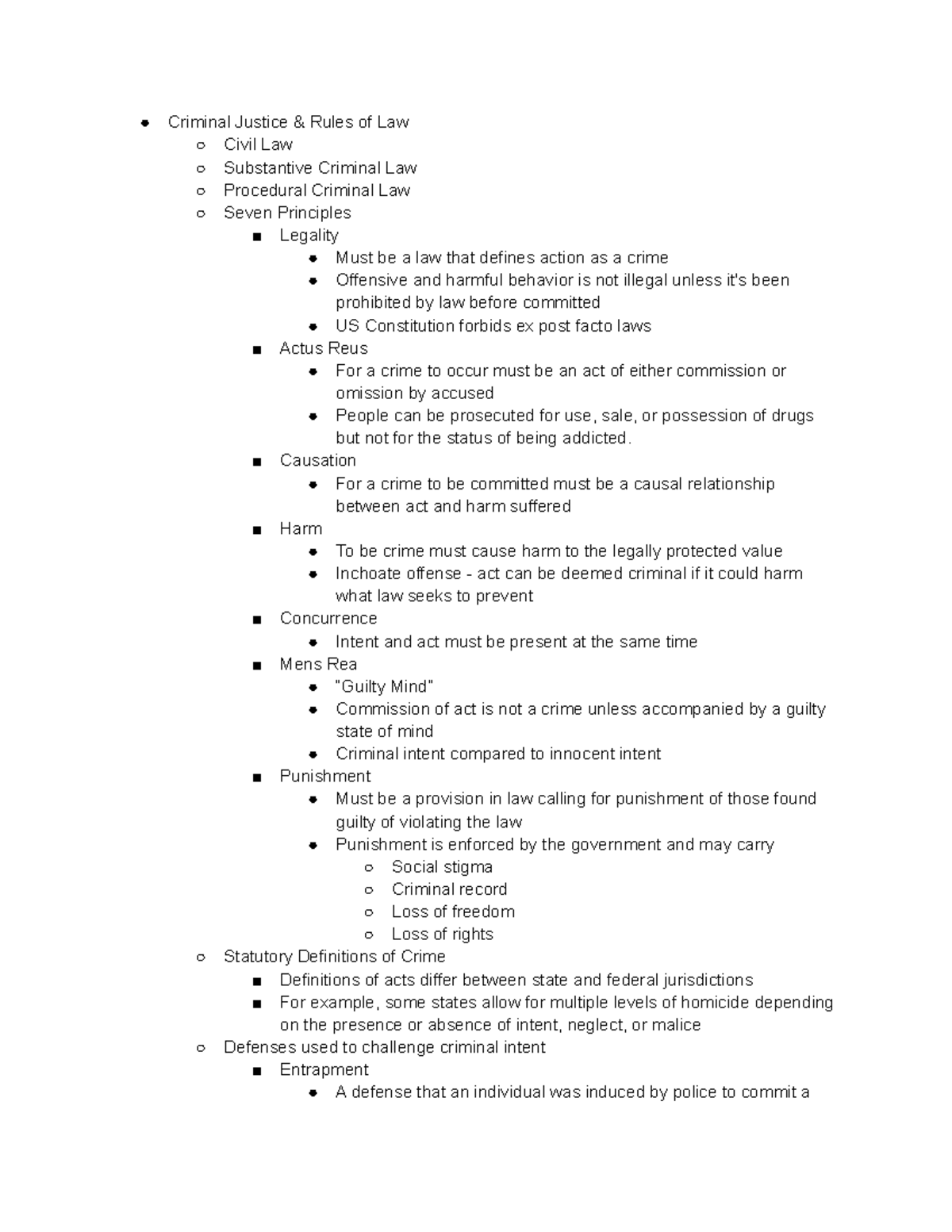 CJUS 231 Notes - Trent - Criminal Justice & Rules Of Law Civil Law ...