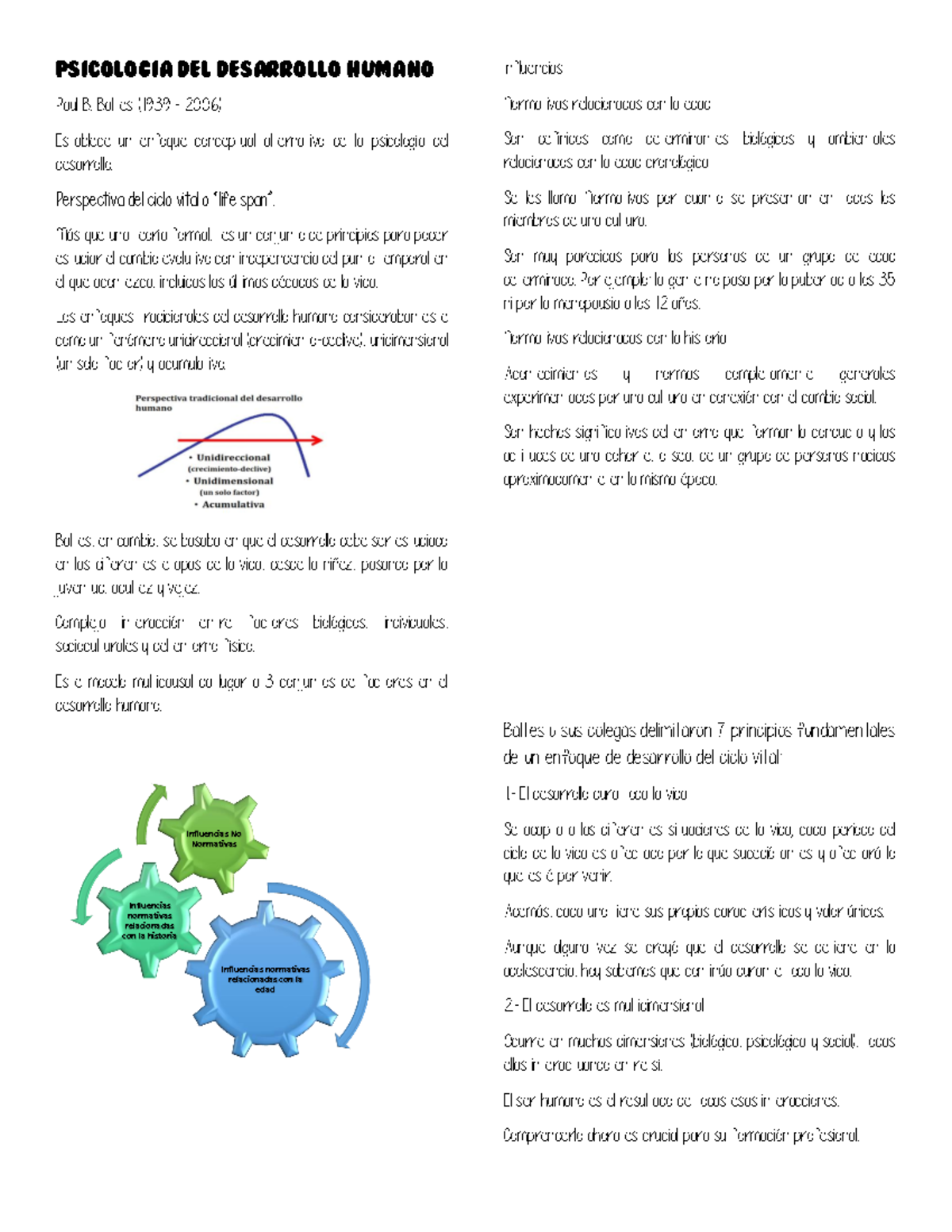 Ciclo Vital Baltes - Resumen De Psicología Del Desarrollo - Psicologia ...