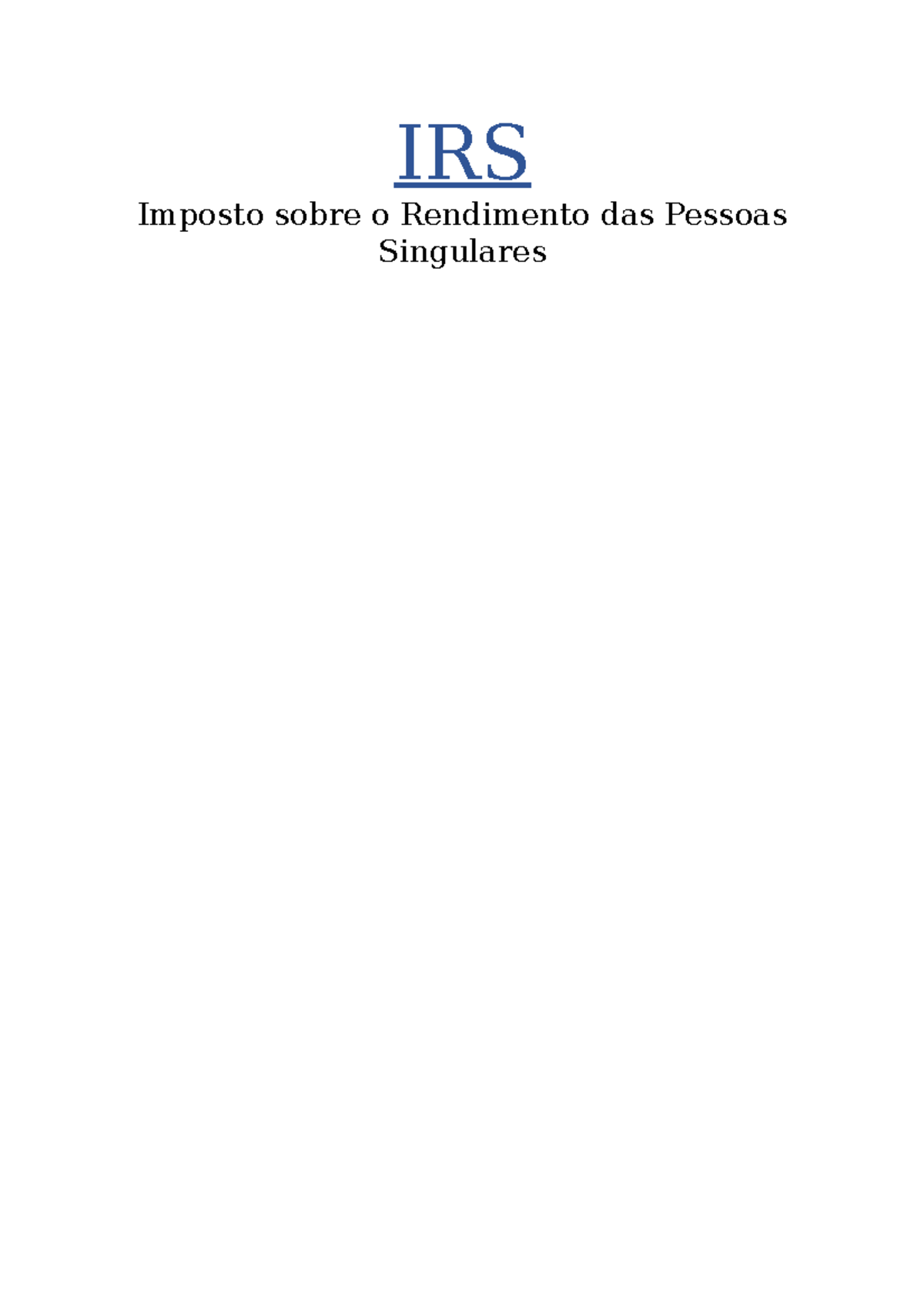 Imposto Sobre O Rendimento De Pessoas Singulares
