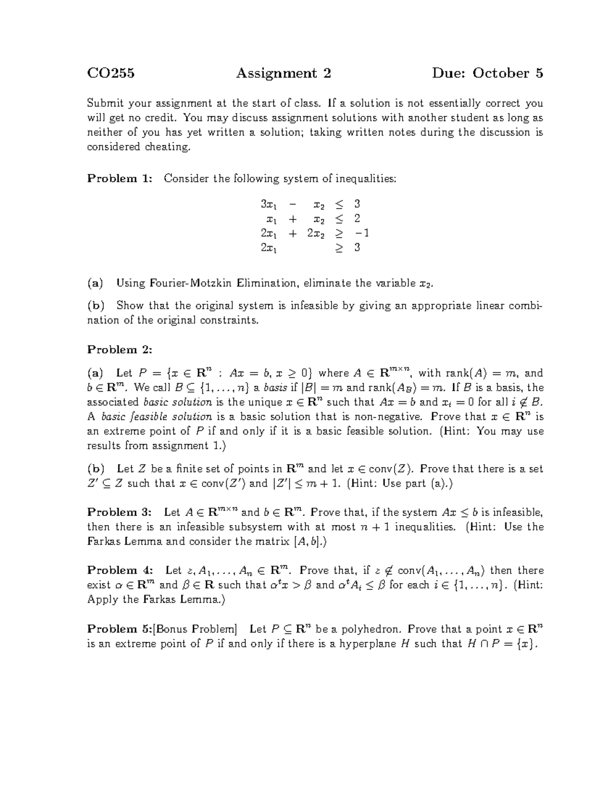 A2 - assign - CO255 Assignment 2 Due: October 5 Submit your assignment ...