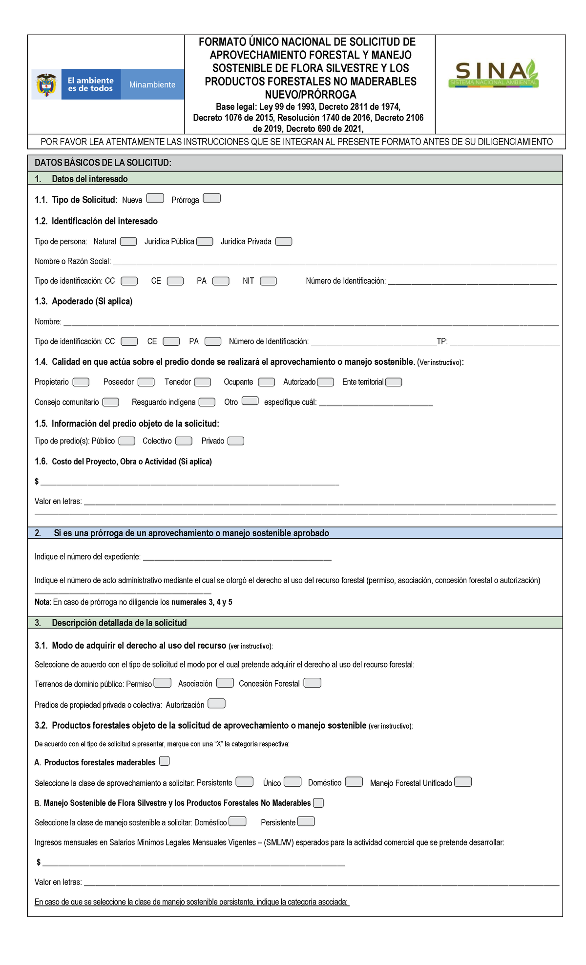 Formato único Aprovechamiento Forestal Minambiente - APROVECHAMIENTO ...