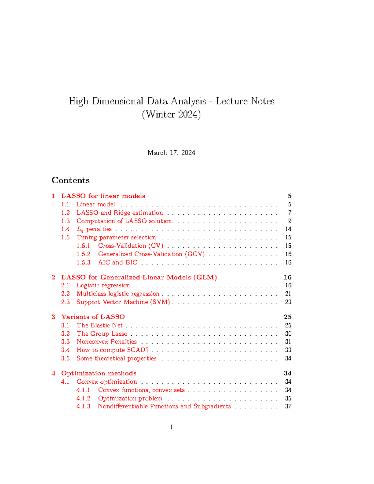 Mat4376-2024-Lecture Notes - High Dimensional Data Analysis - Lecture ...