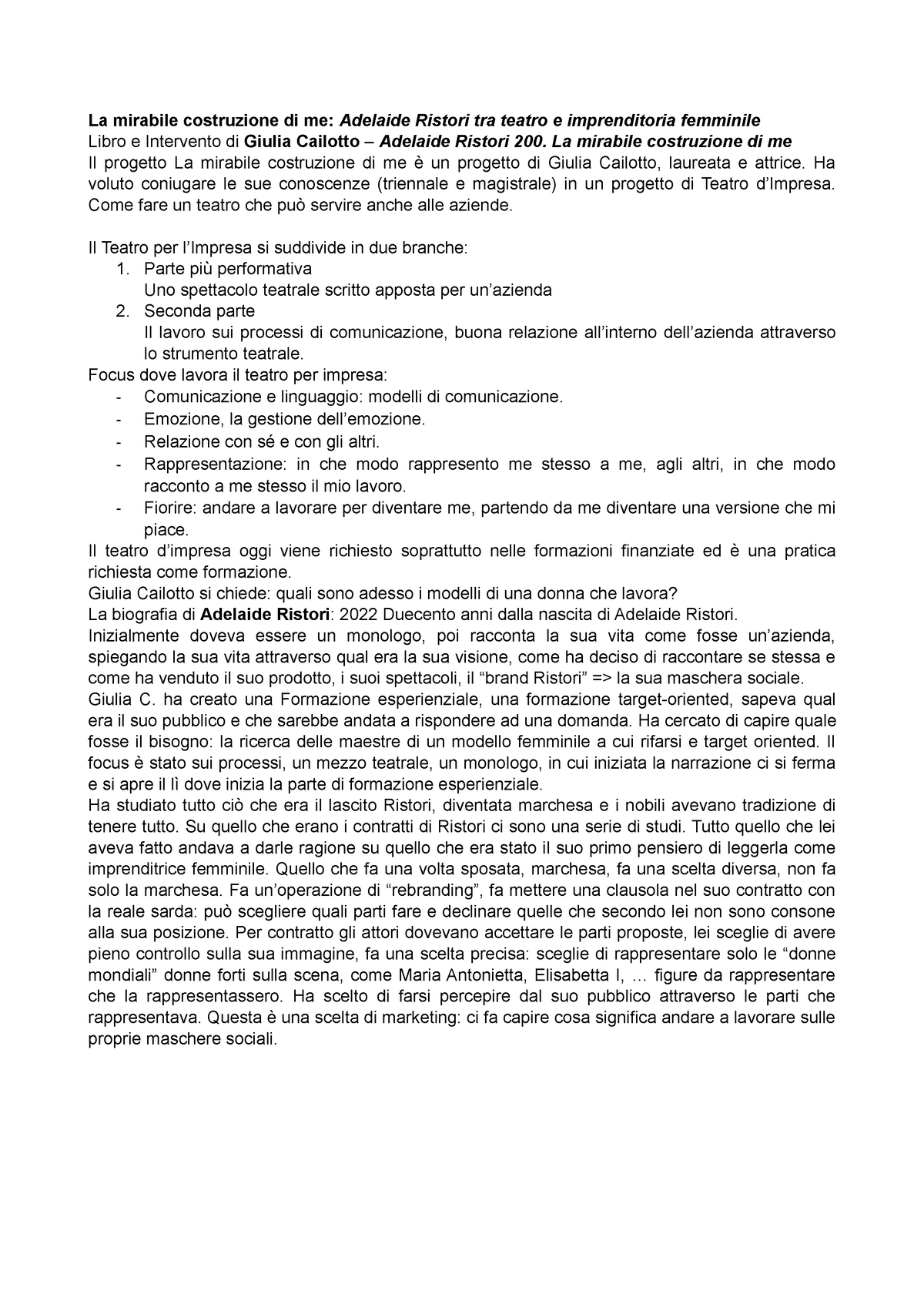 La mirabile costruzione di me - La mirabile costruzione di me Il ...