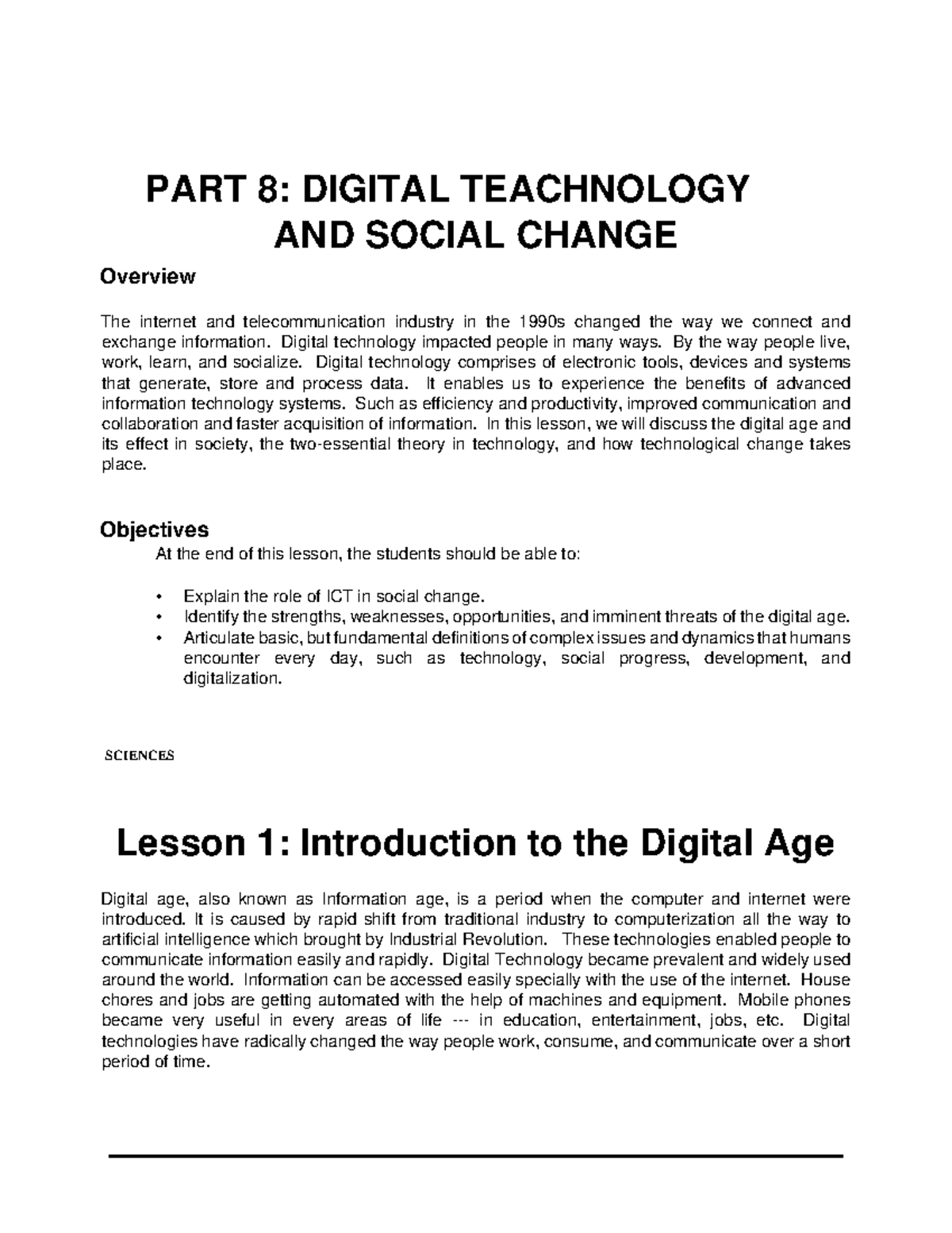 essay about digital technology and social change