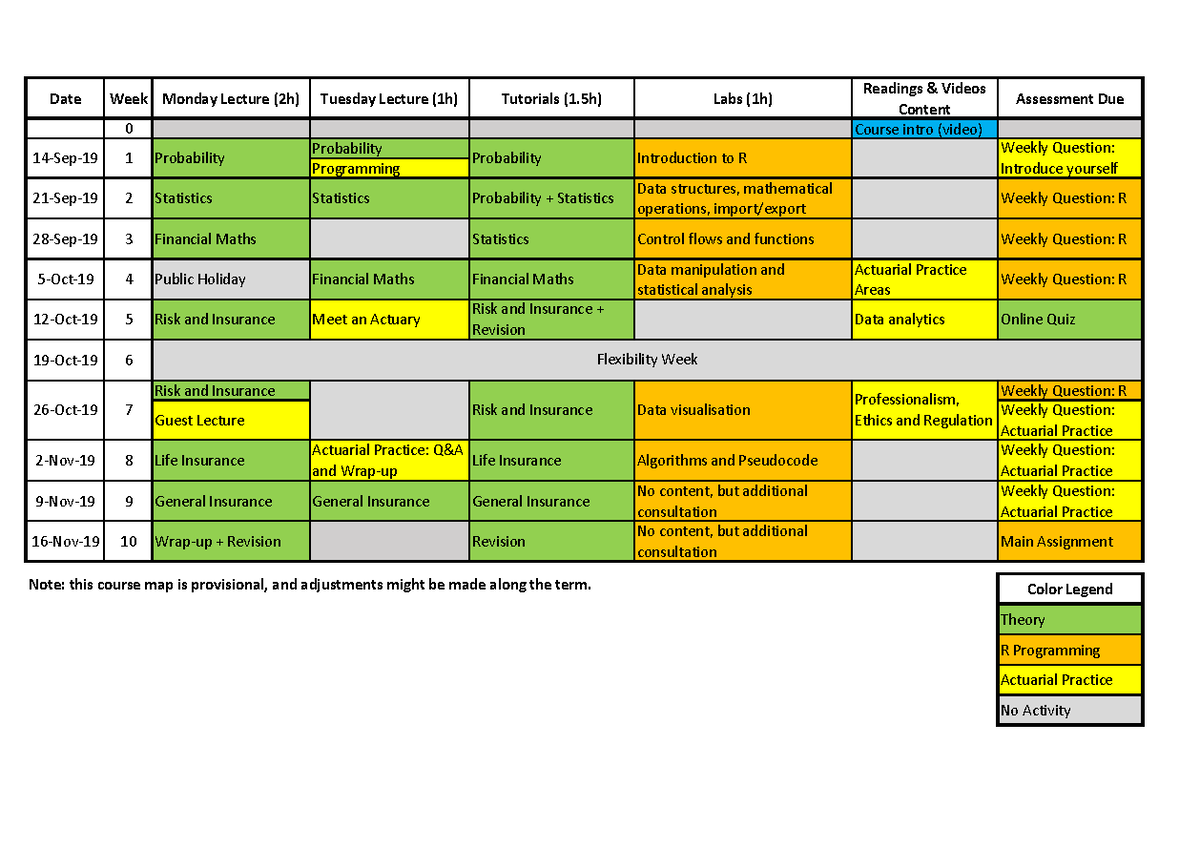 Course map - Warning: TT: undefined function: 32 Date Week Monday ...