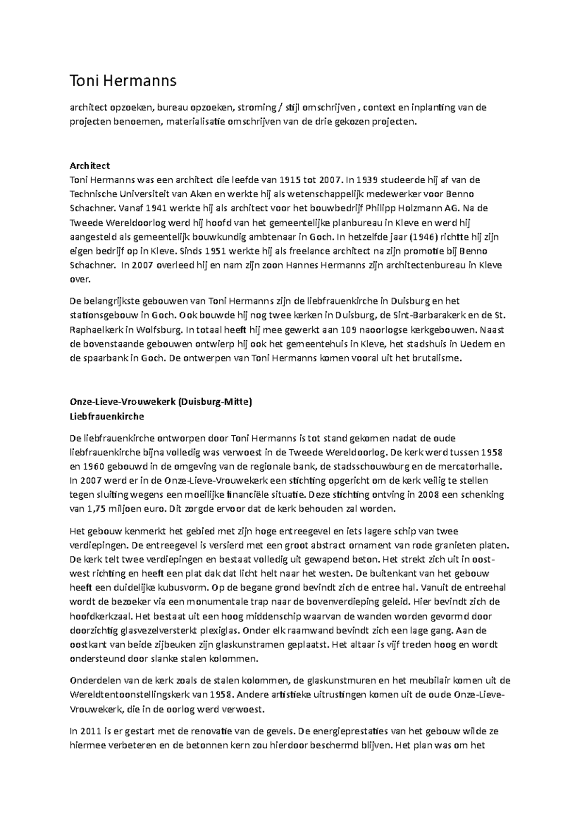 ToniHermanns studiereis Architectuurgeschiedenis UAntwerpen