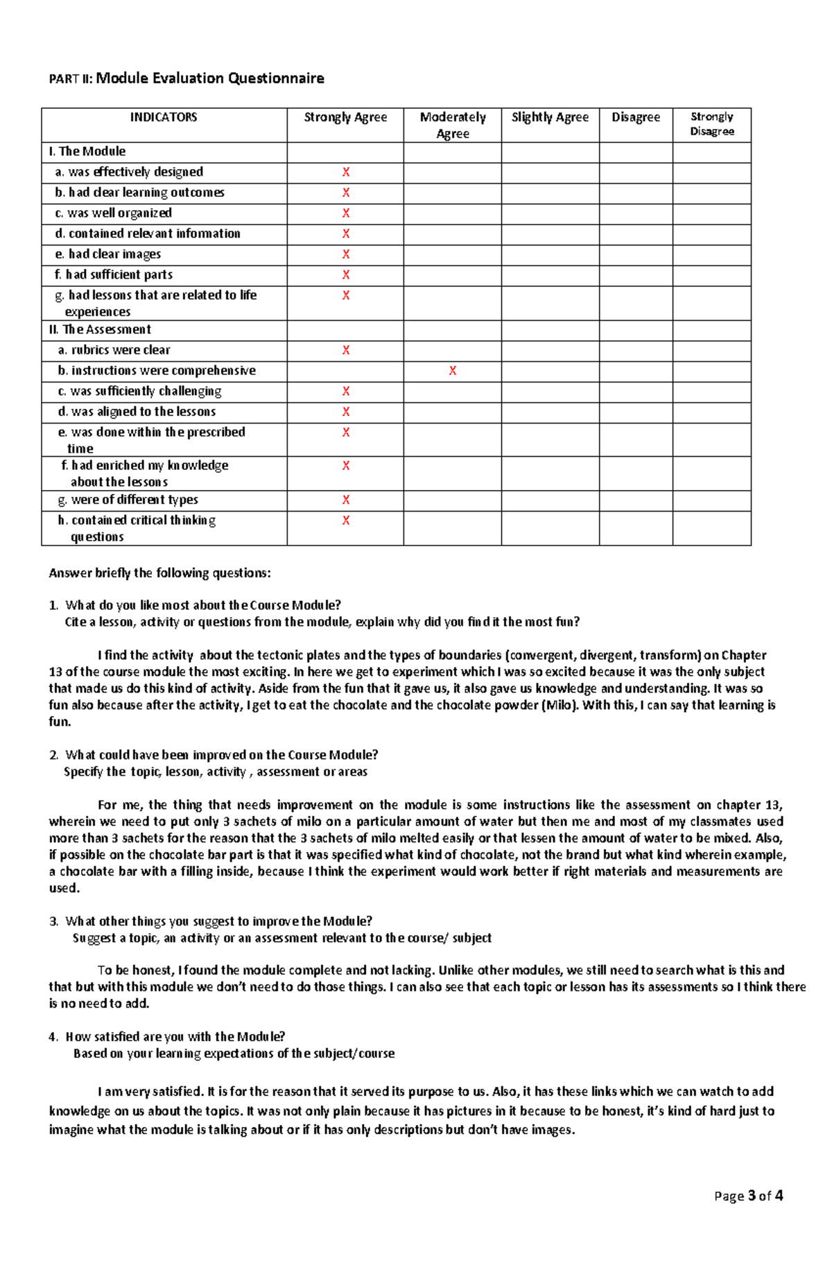 Tasks Worksheet Mwf - Page 3 Of 4 Part Ii: Module Evaluation 