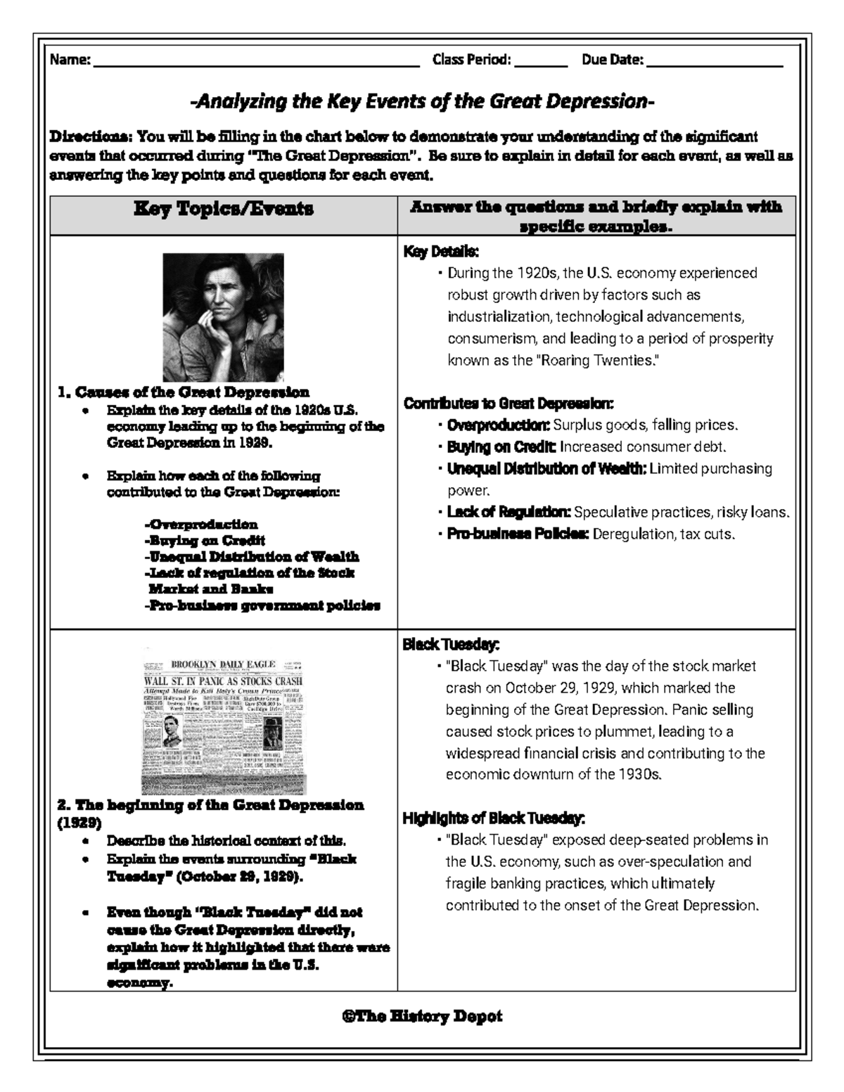 Kami Export - Analyzing the Key Events of the Great Depression - Studocu