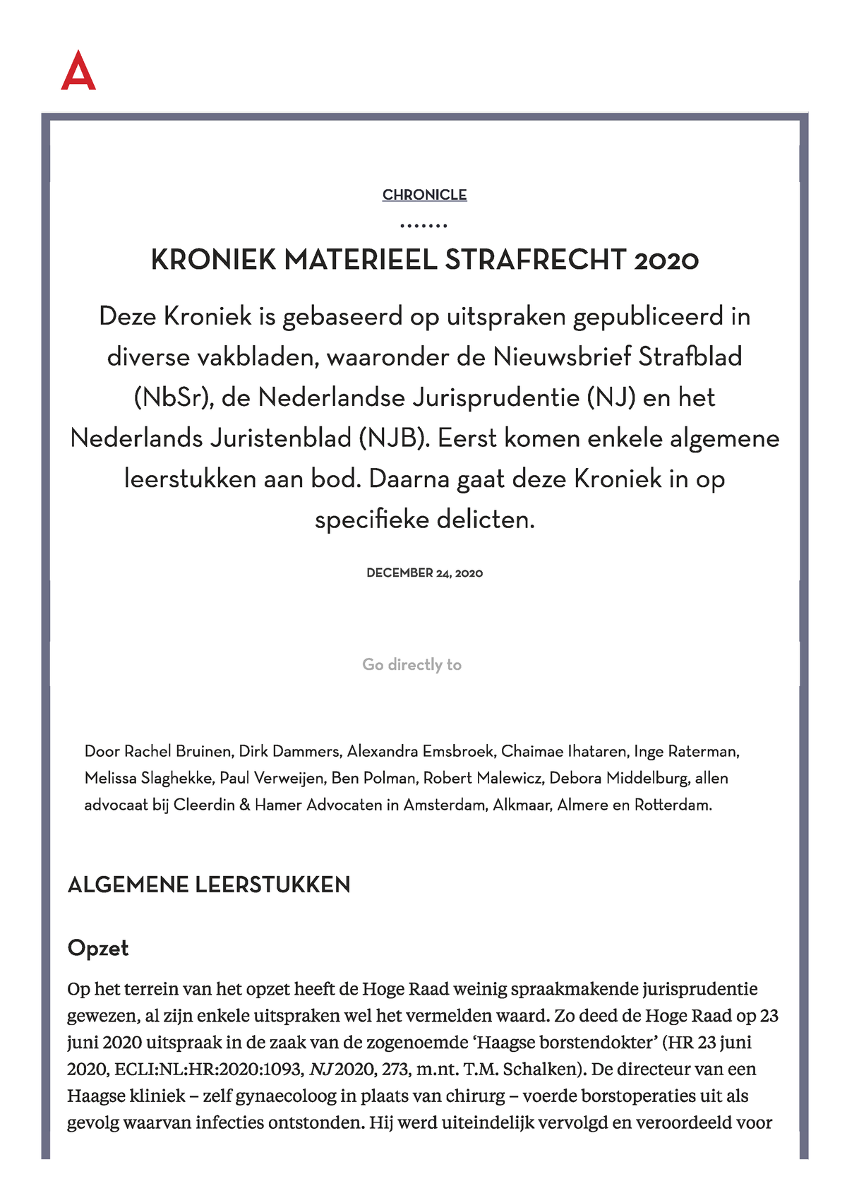 Kroniek Materieel Strafrecht 2020 - Strafrecht En Strafprocesrecht I ...