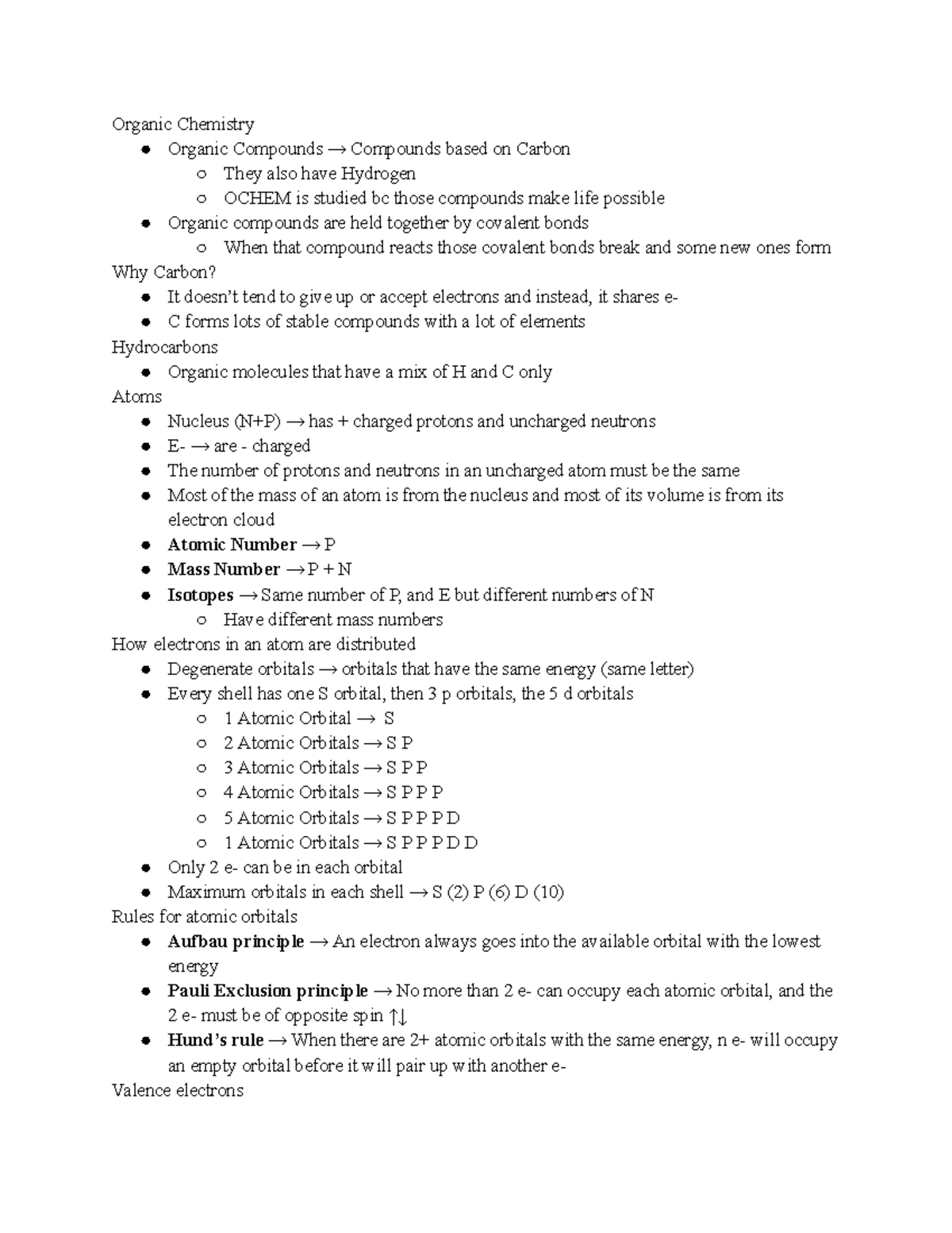 Ochem - Google Docs - Chapter 1 Book Notes - Organic Chemistry Organic ...