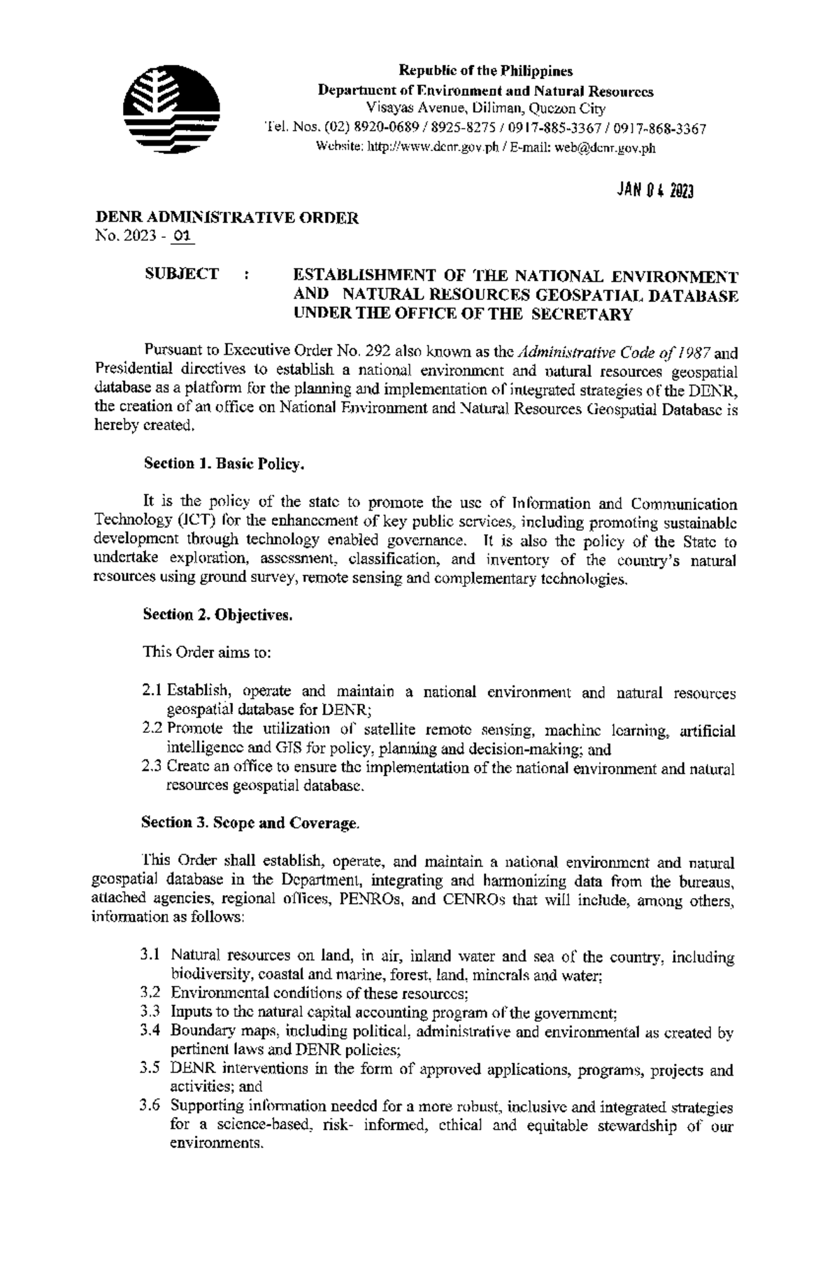 Establishment OF THE National Environment AND Natural Resources ...