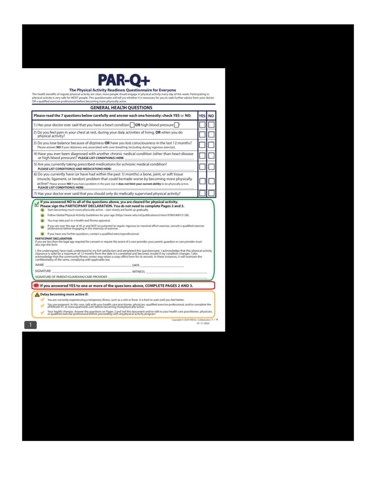 Parqplus 2024Fillable - The Physical Activity Readiness Questionnaire ...