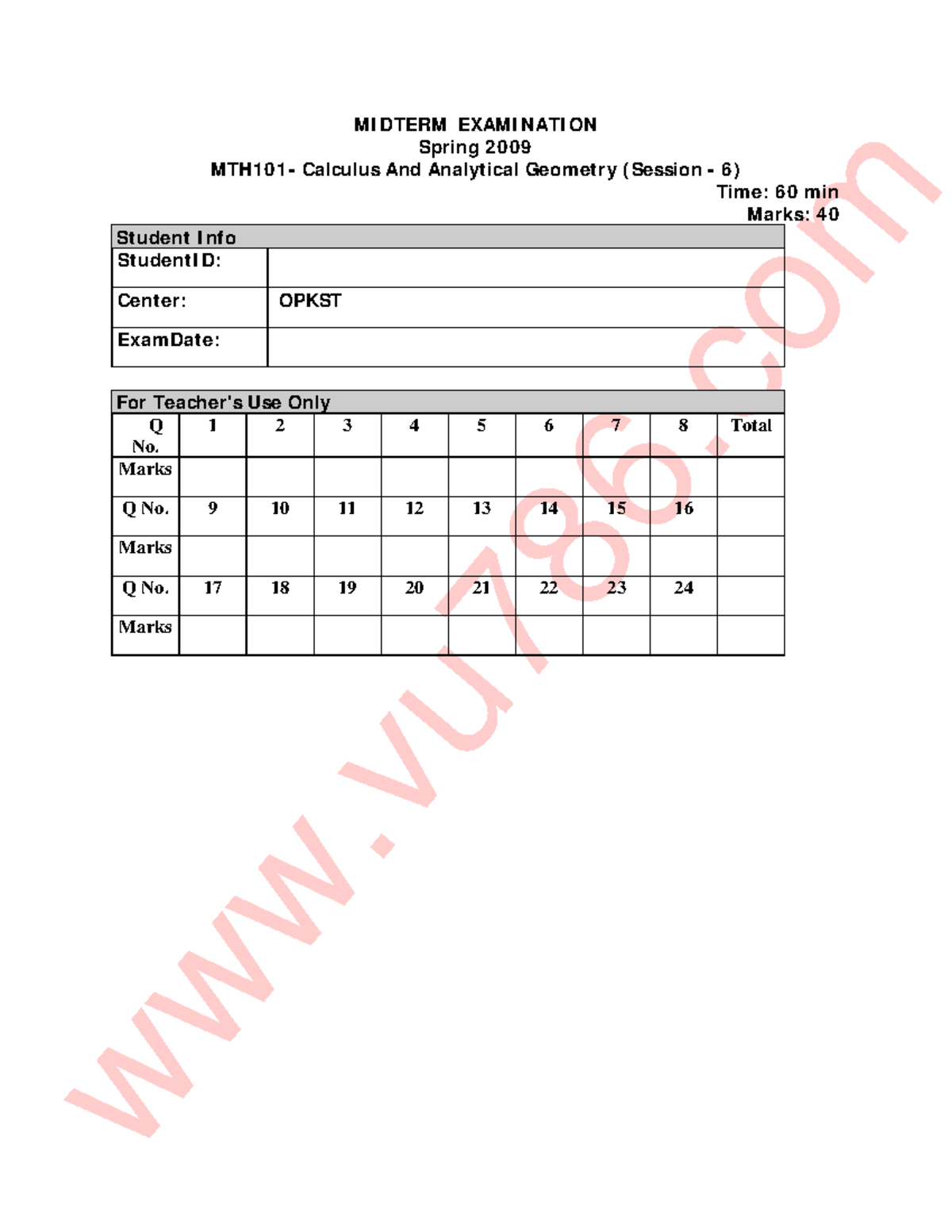 MTH101 Mid Term Past Paper BY Asfand YARR (12) - MI DTERM EXAMI NATI ON ...