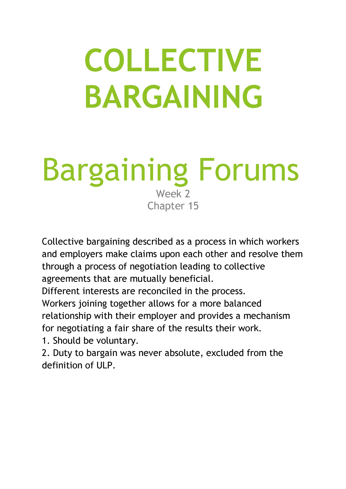 LWLCA3 - Collective Bargining - COLLECTIVE BARGAINING Bargaining Forums ...