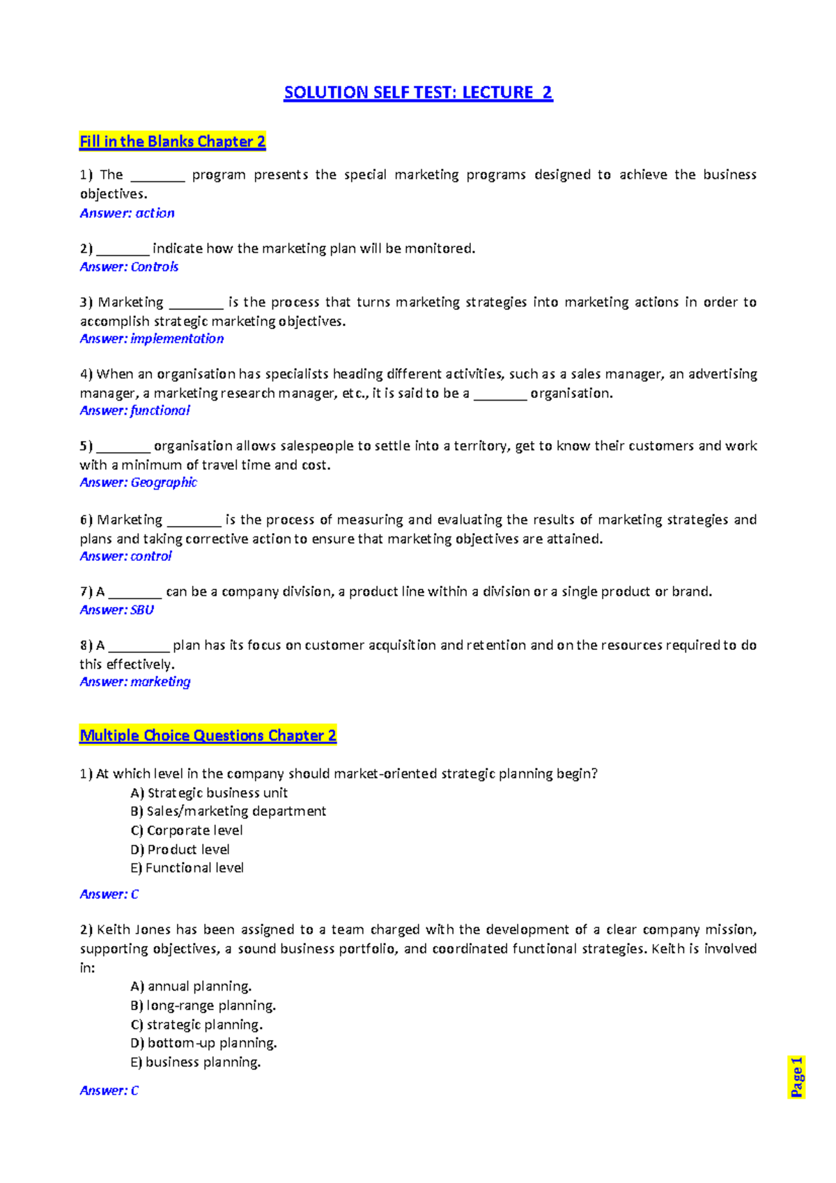 SELF TEST 2 Solution - Practice questions - 1 SOLUTION SELF TEST ...