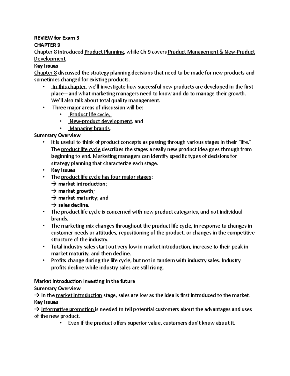 MKT- Review for Exam 3 - practice questions - REVIEW for Exam 3 CHAPTER ...