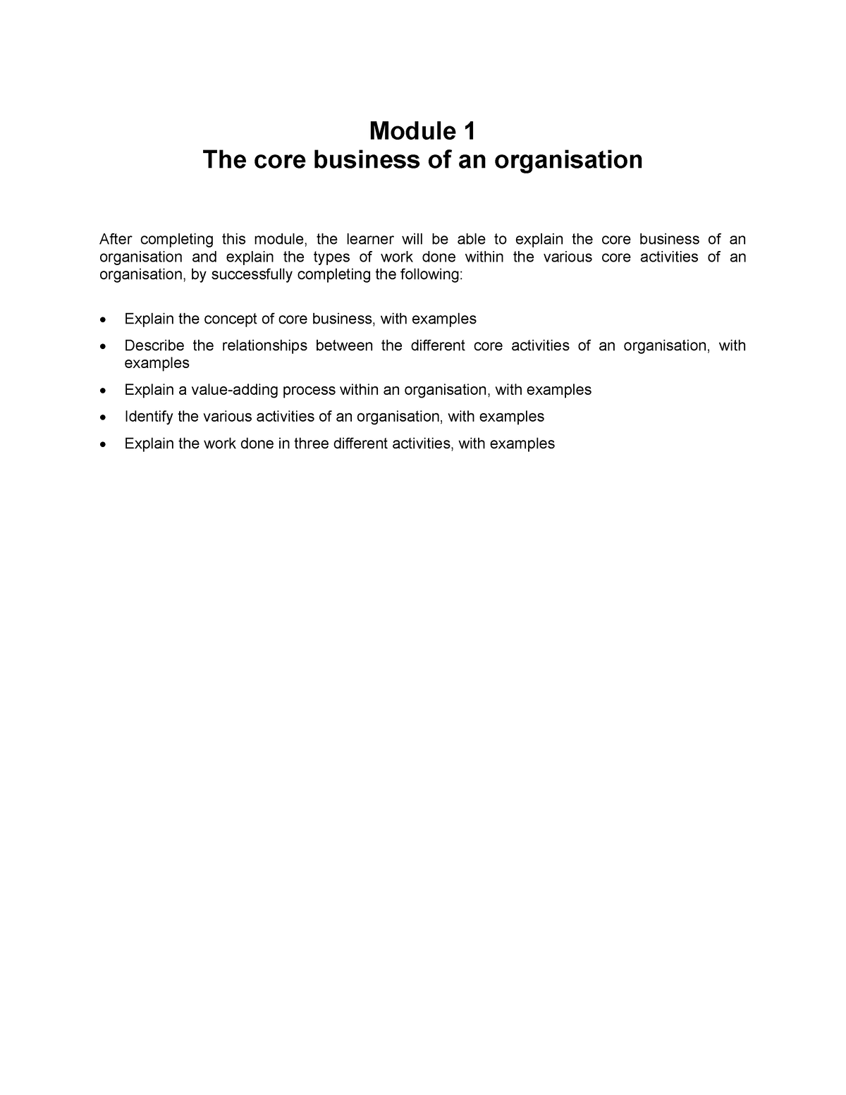 the-core-business-of-an-organisation-module-1-the-core-business-of-an