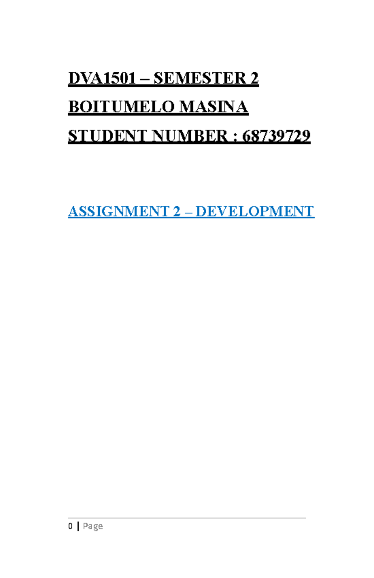 DVA1501 - Assignment 2024 - DVA1501 – SEMESTER 2 BOITUMELO MASINA ...