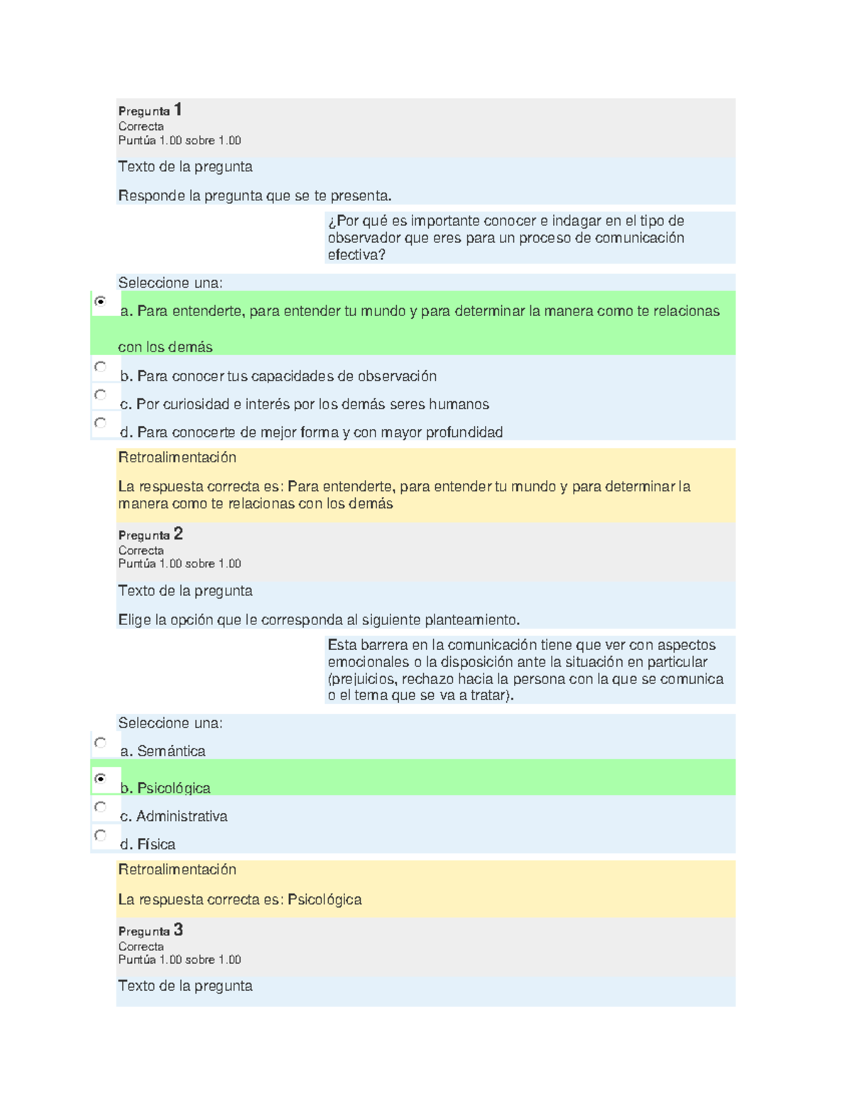 Taller de comunicación efectiva c1 INT2 - Pregunta 1 Correcta Puntúa 1 ...