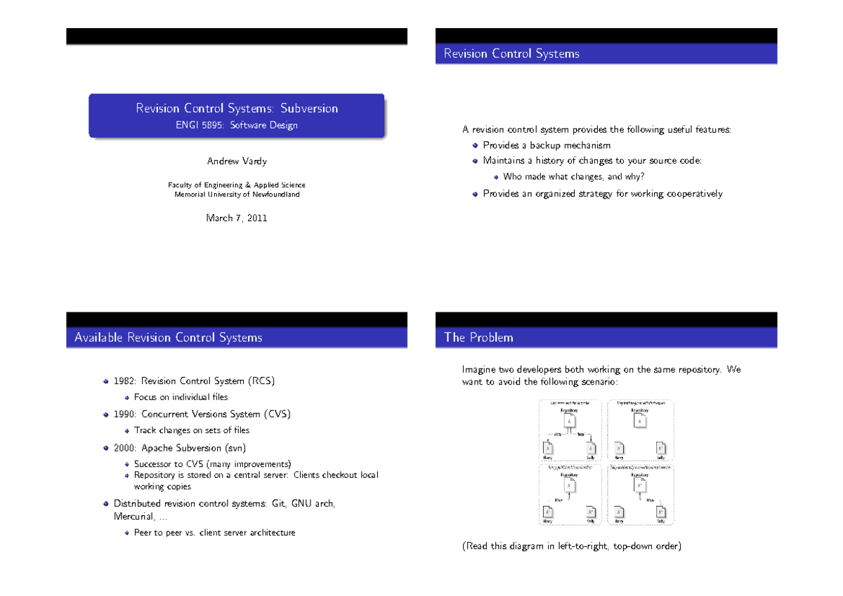 Lecture notes, lectures Revision Control Systems - s ♦♥ ♦♥tr♦ ②st ♠s rs ...