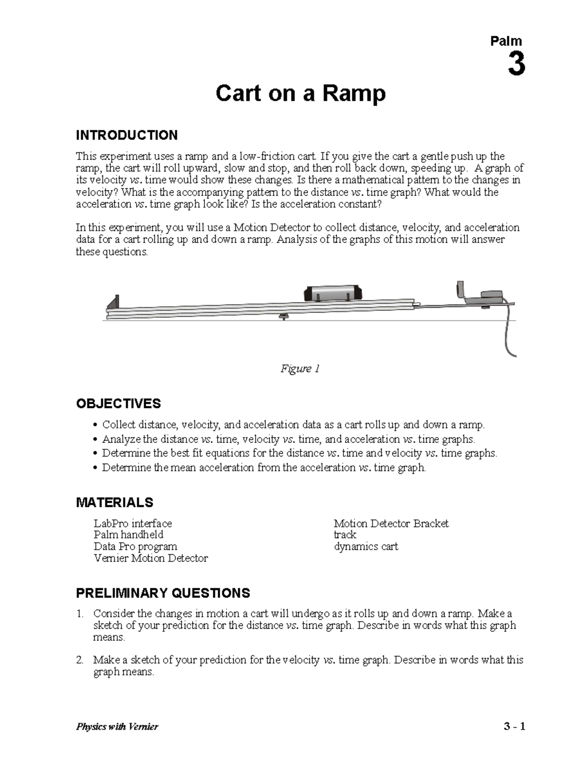 03 Cart On A Ramp - Physics - Palm Cart On A Ramp 3 INTRODUCTION This ...