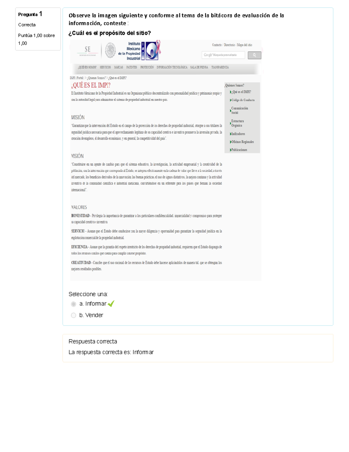 Examen Departamental TCGI(unidades 3, 4 y 5) - Correcta Puntúa 1,00 ...