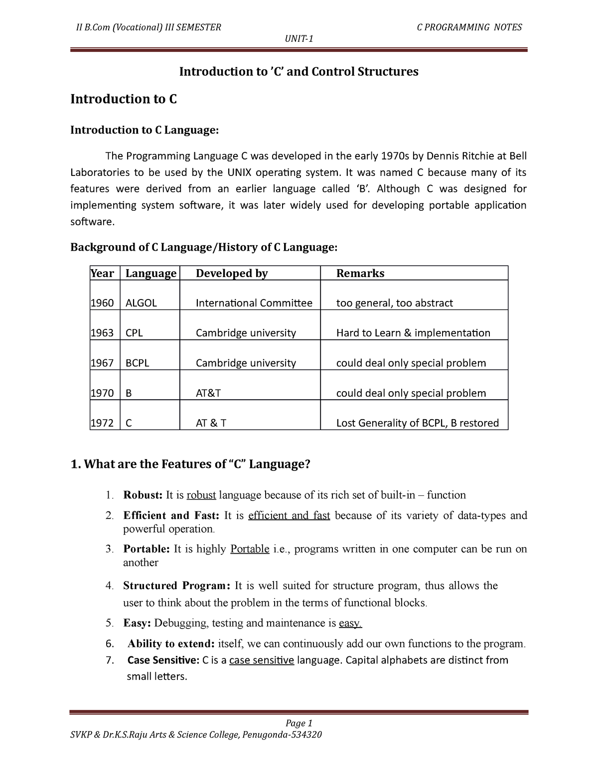 Unit-1 C - 2nd B.com 3rd Semester Unit-1 Notes Used For Studying - UNIT ...