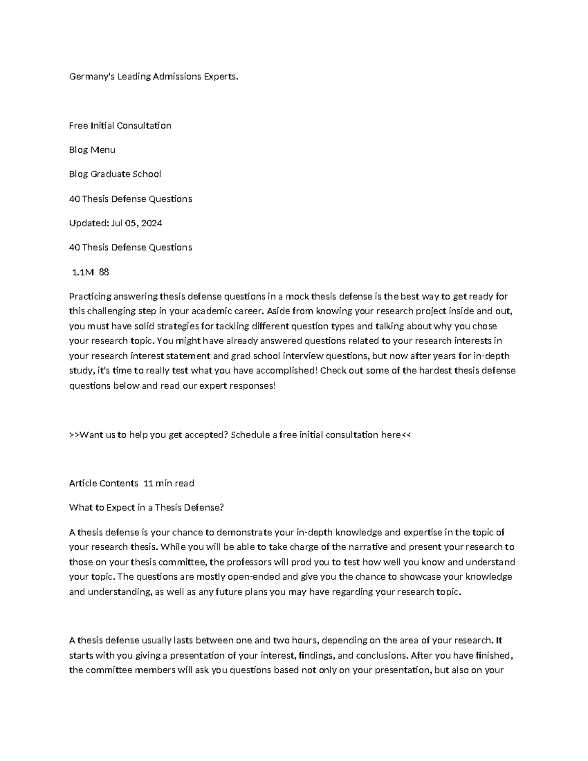 Title Defense Question - Germany's Leading Admissions Experts. Free ...
