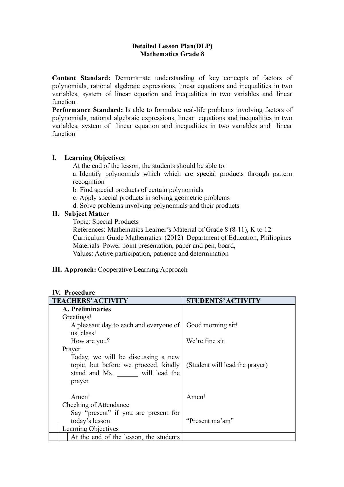 DLP FOR Finals Ismael ULEP - Detailed Lesson Plan(DLP) Mathematics ...