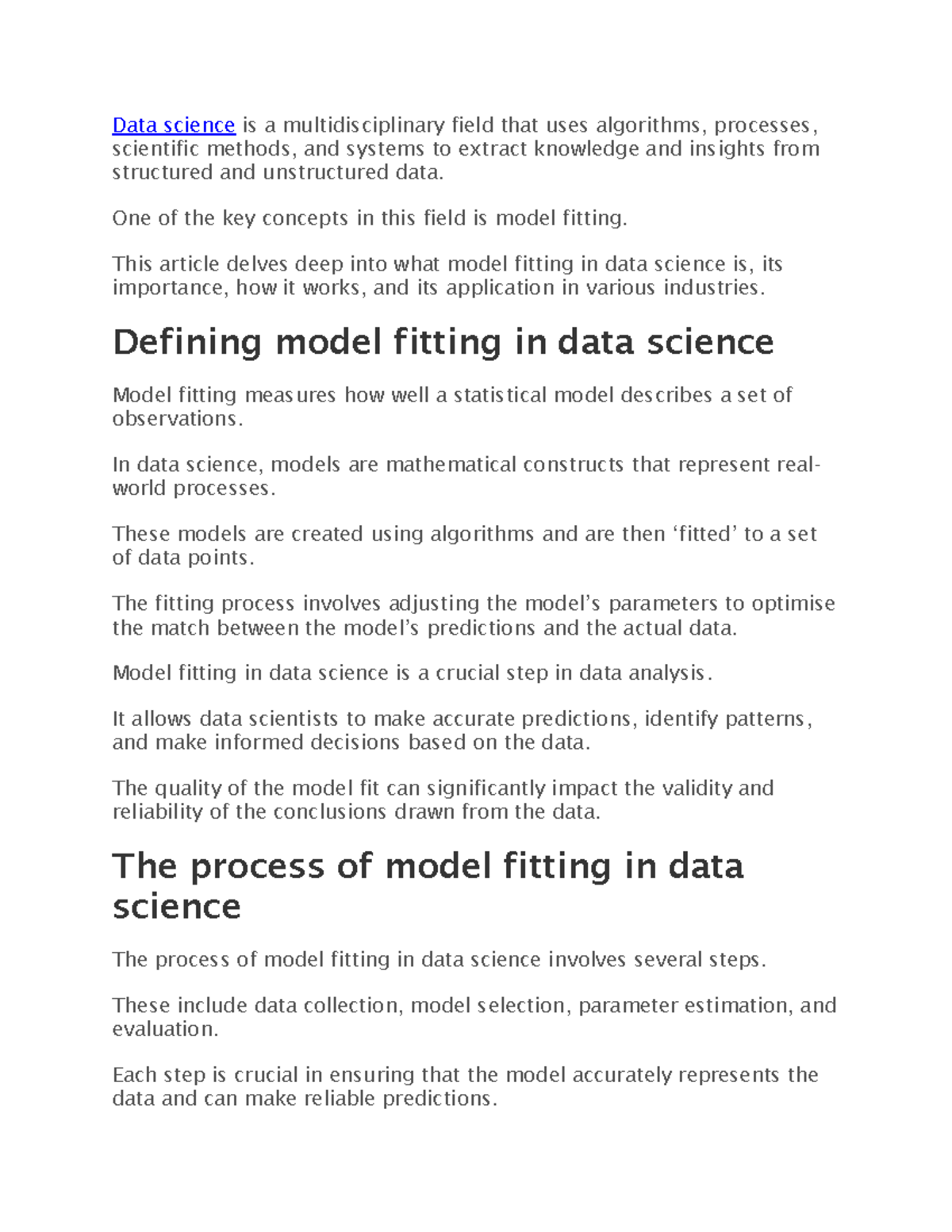 Data science unit-I notes - Data science is a multidisciplinary field ...