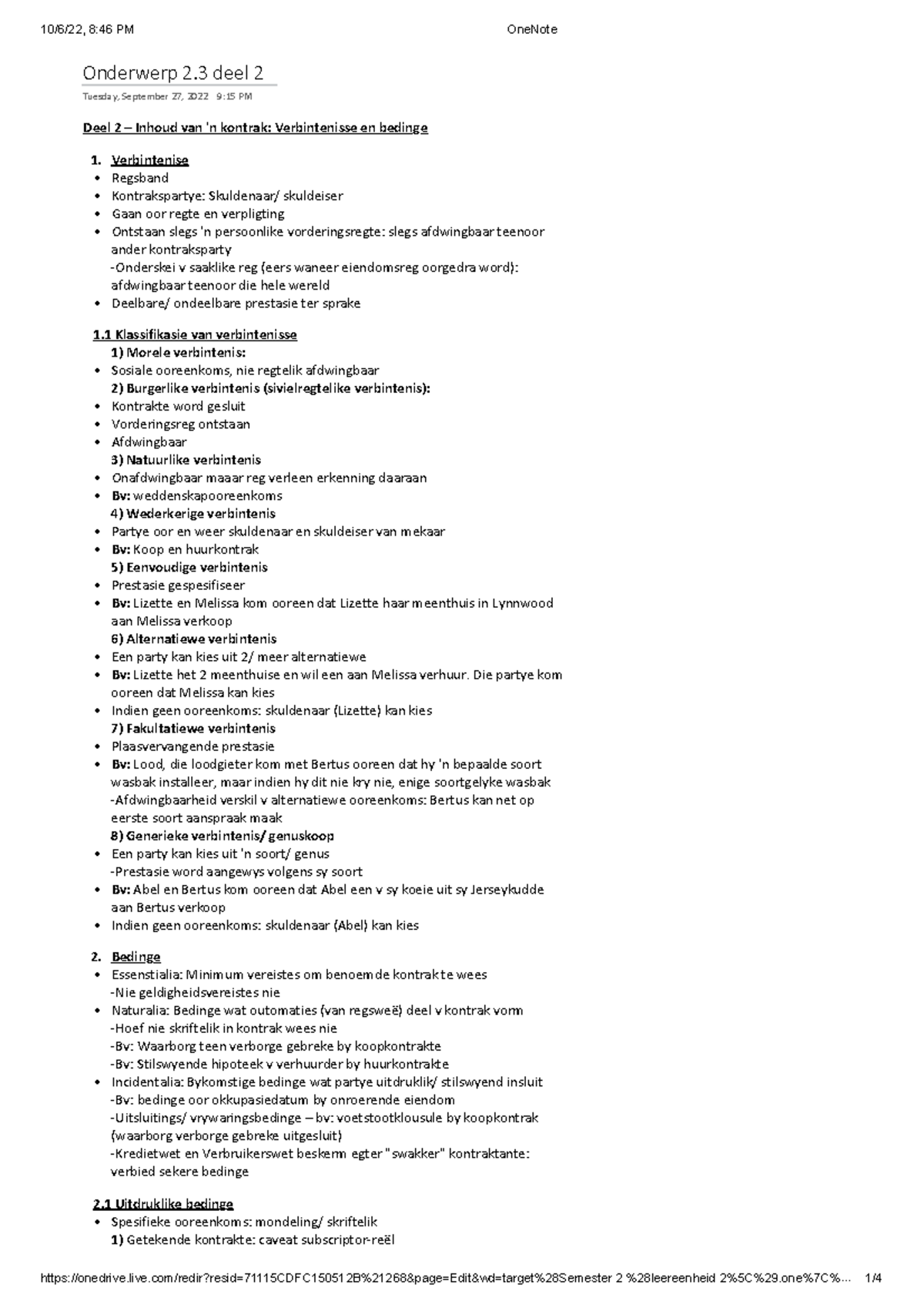 Kreg 2 - Summary Law of Contract 201 - Onderwerp 2 deel 2 Tuesday ...