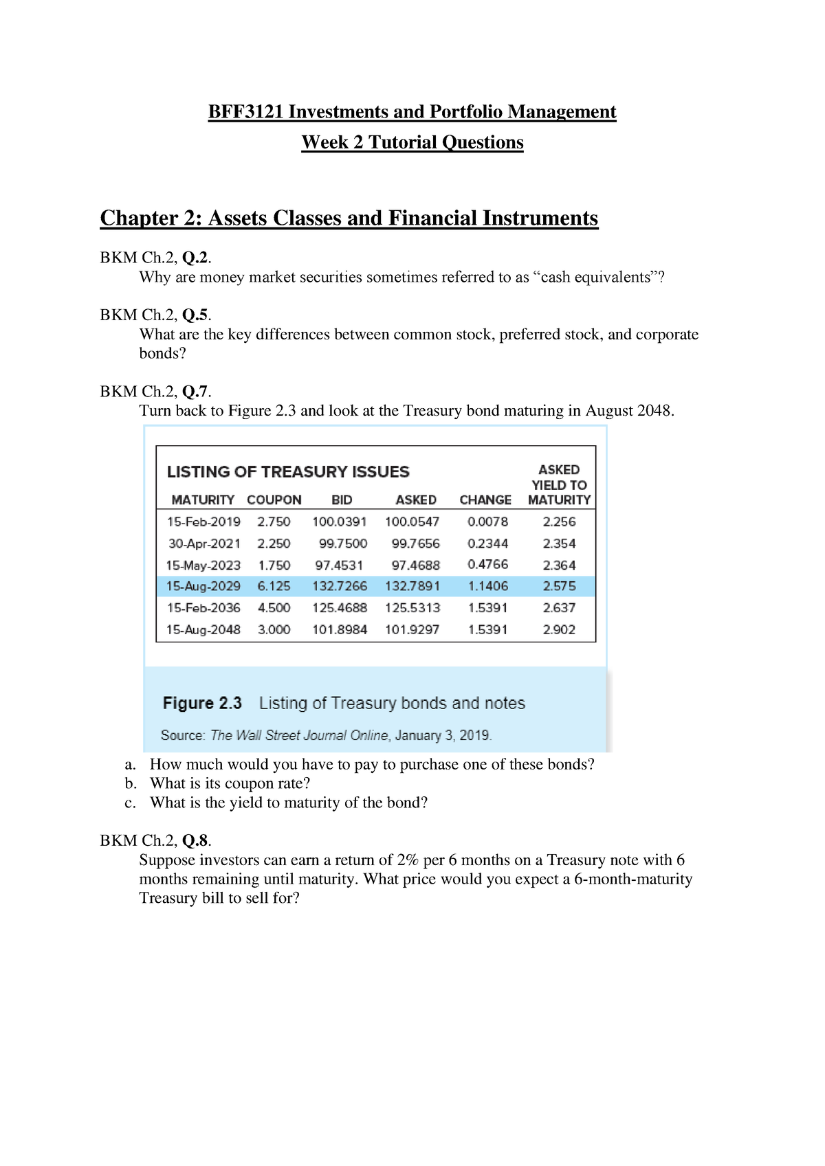 Week 02 Tutorial Questions - BFF3121 Investments And Portfolio ...