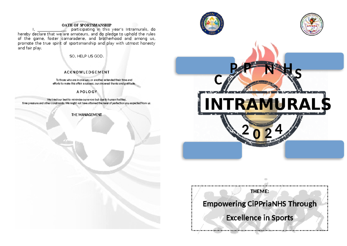 Intrams-program-draft - C P P H S N INTRAMURALS 0 2 2 4 THEME ...